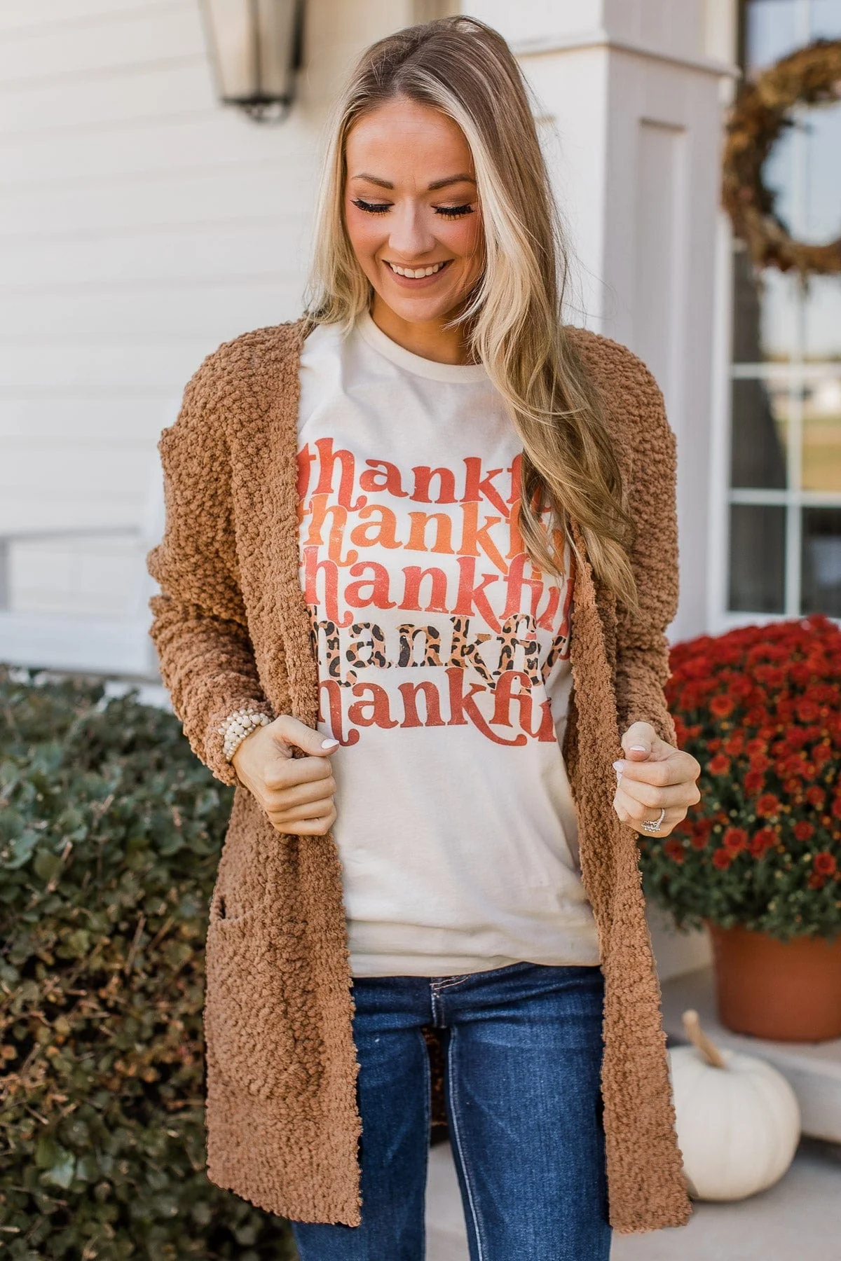 Take Another Look Popcorn Cardigan- Dark Camel - Image 3