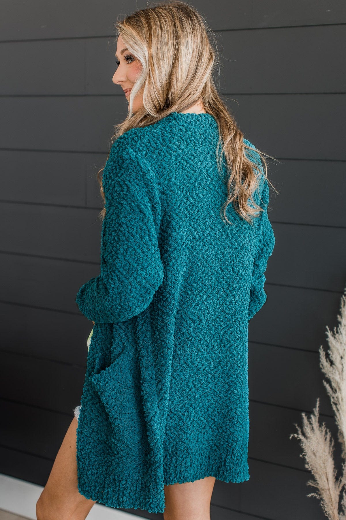 Take Another Look Popcorn Cardigan- Deep Teal - Image 4