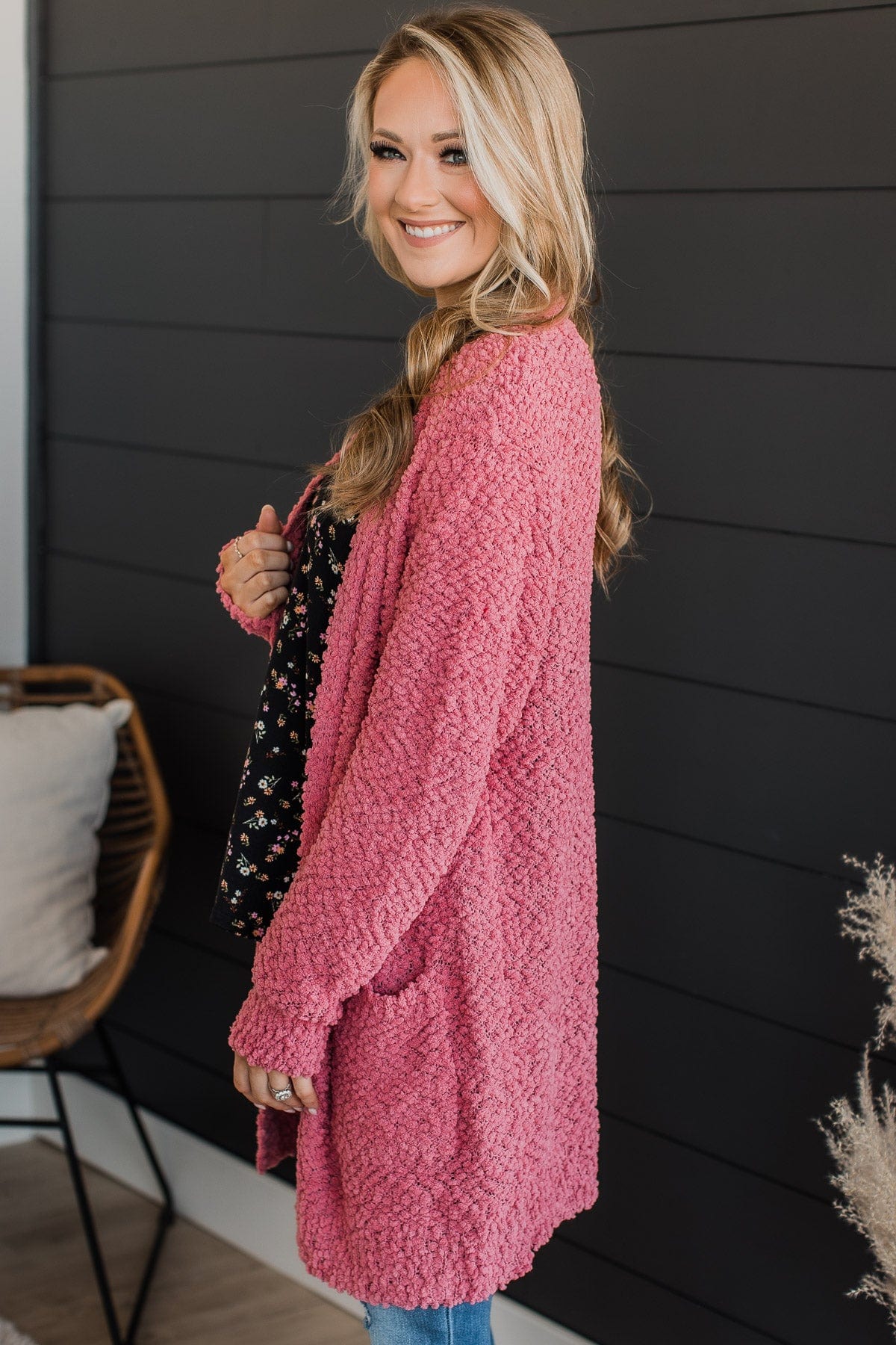 Take Another Look Popcorn Cardigan- Dusty Rose - Image 5