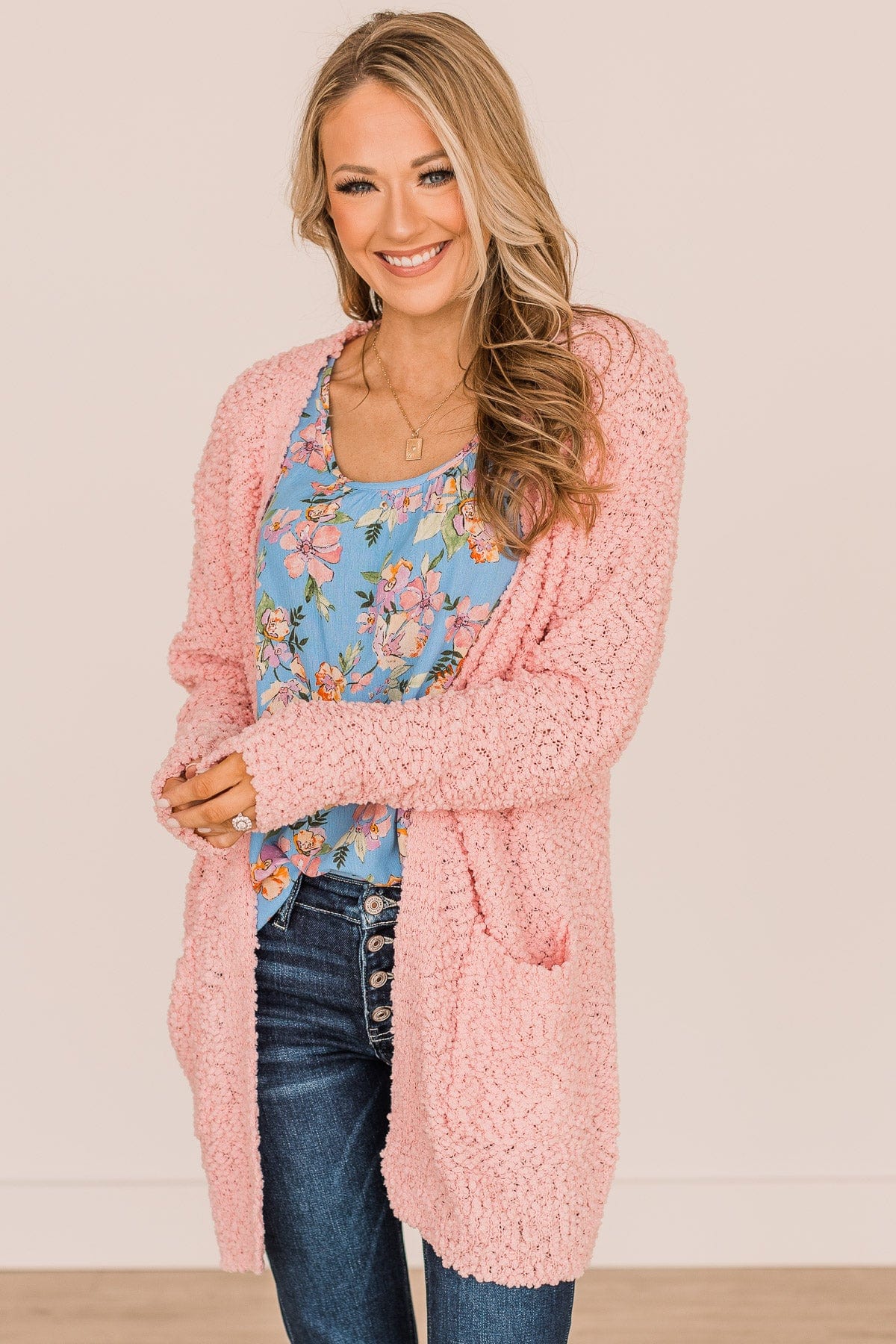 Take Another Look Popcorn Cardigan- Light Pink - Image 3