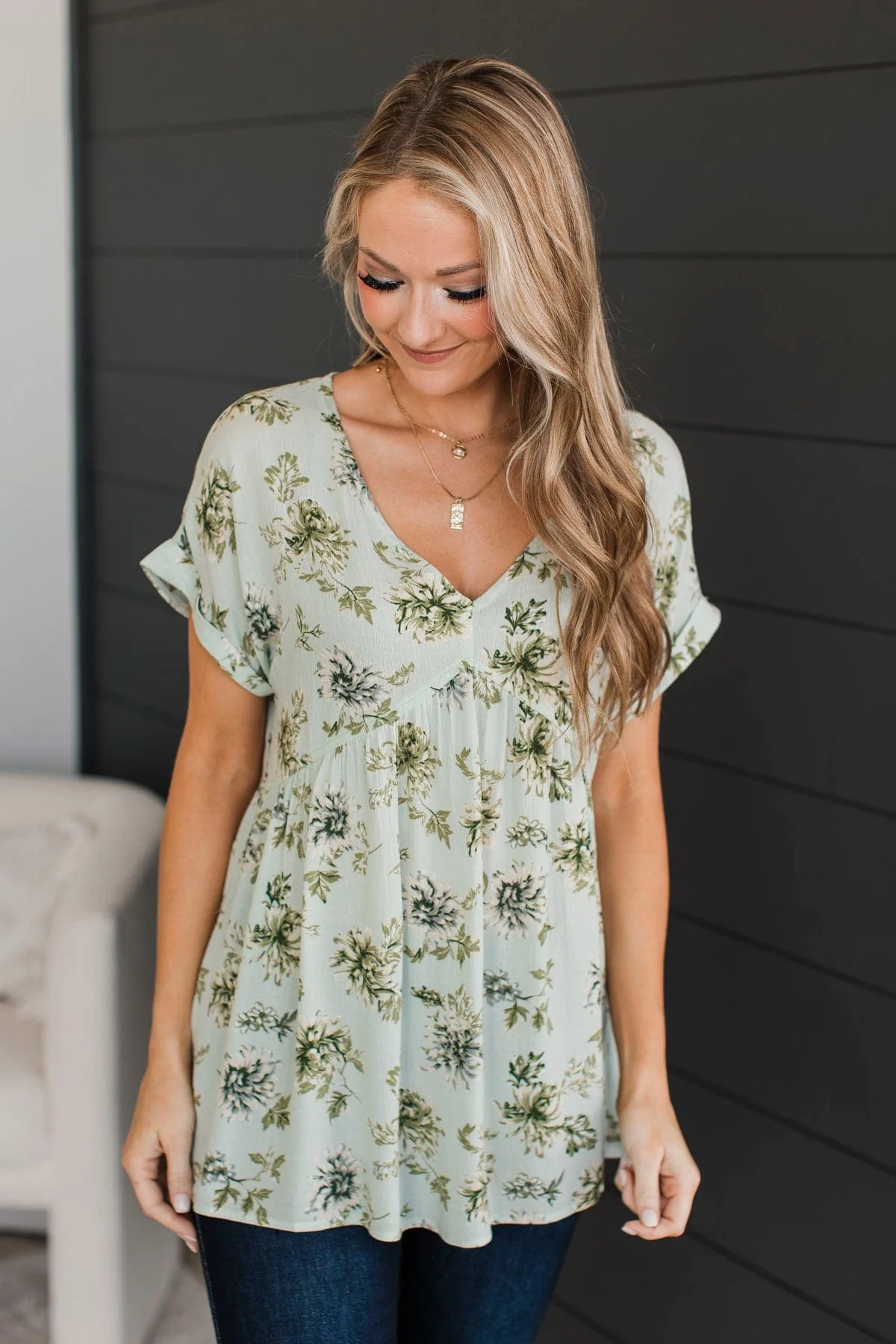 Take It All In Babydoll Top- Mint