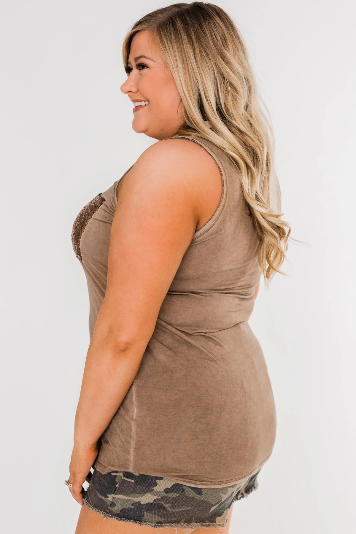 Take Me Back Sequin Pocket Top- Mocha - Image 10