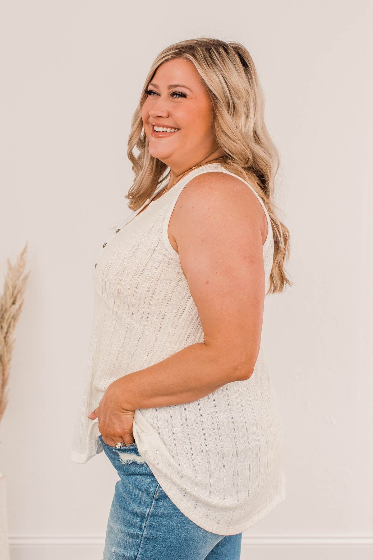 Take Me For A Spin Knit Tank Top- Ivory - Image 8