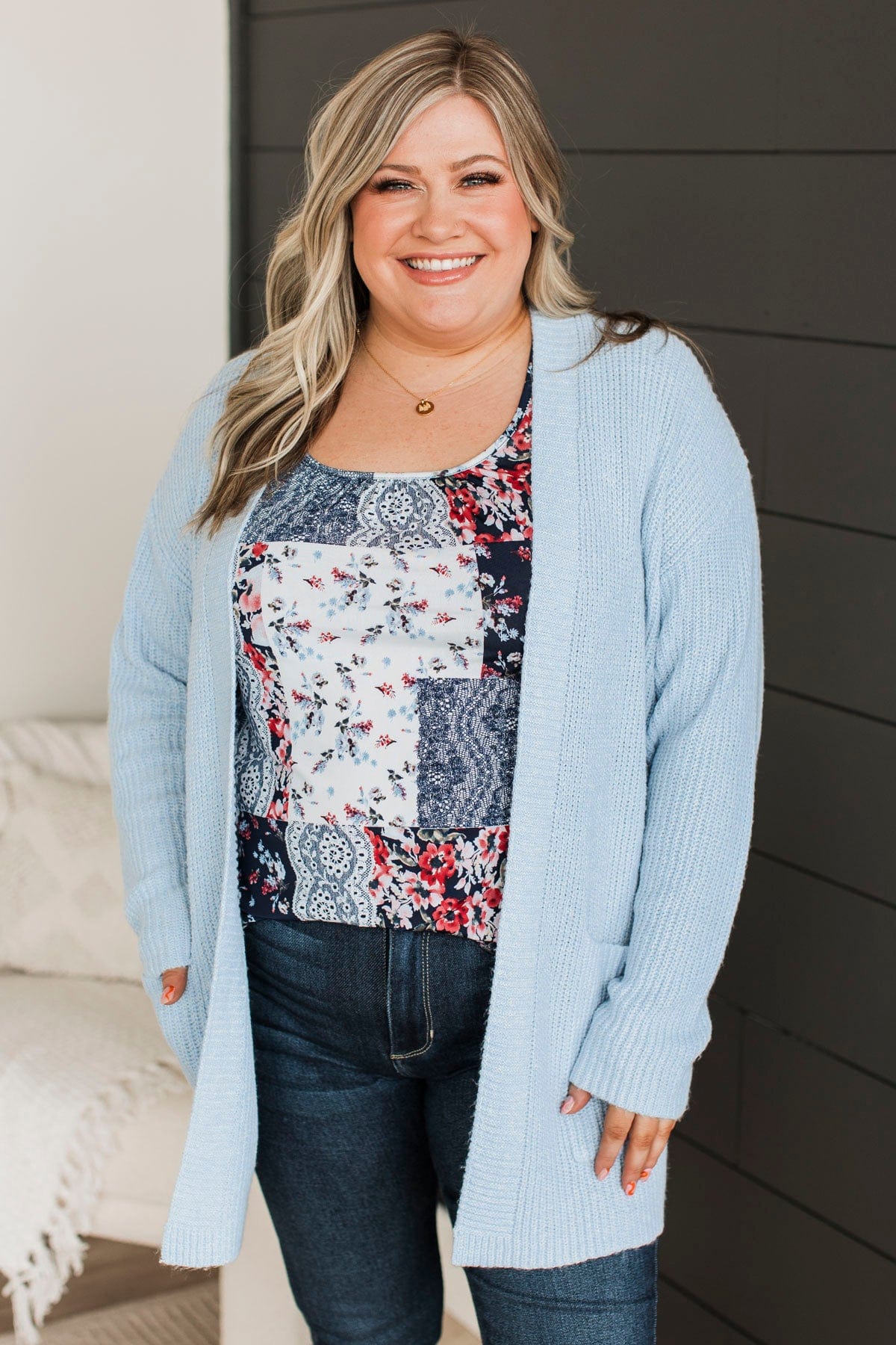 Take Me Places Knit Cardigan- Baby Blue - Image 3