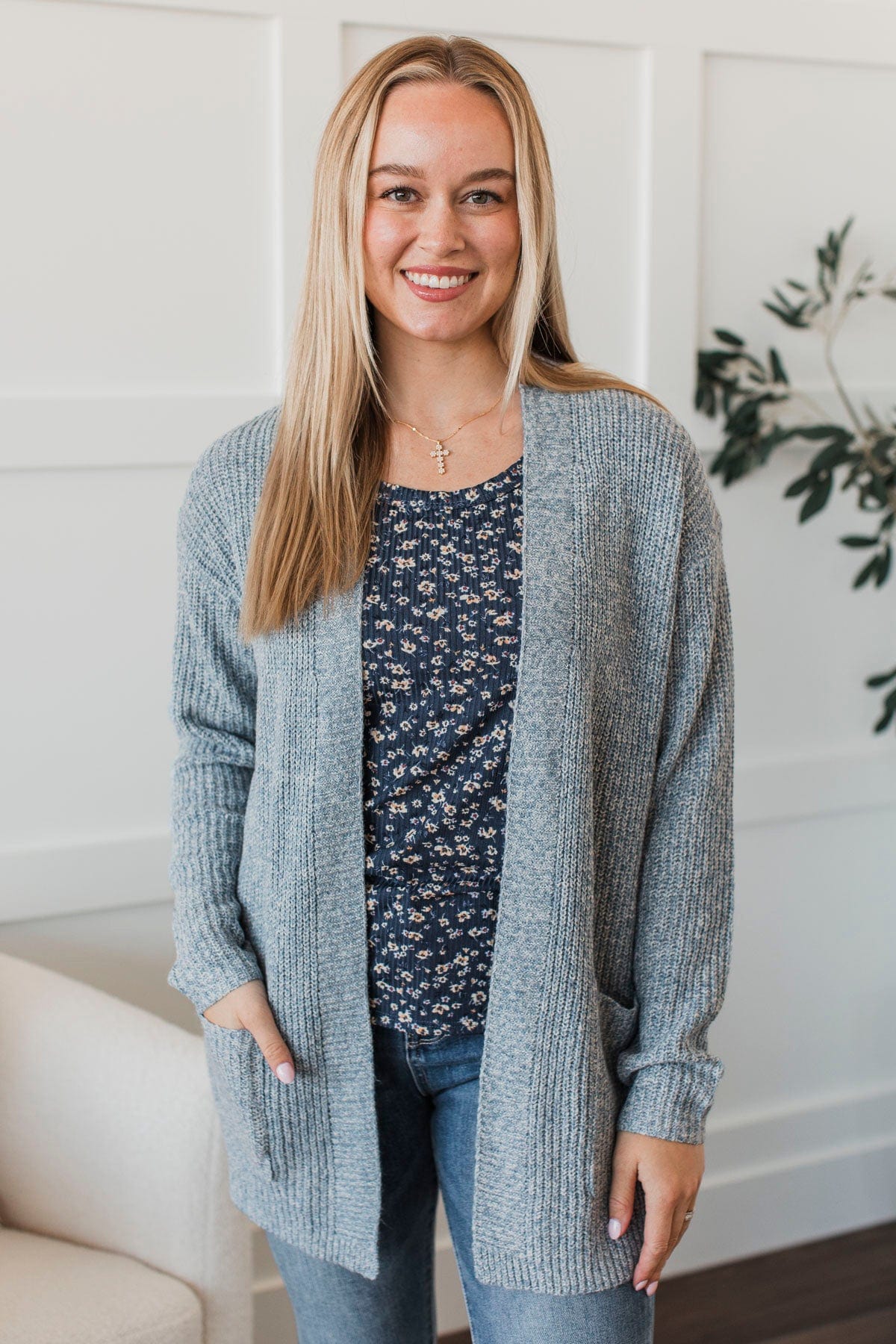 Take Me Places Knit Cardigan- Blue - Image 2