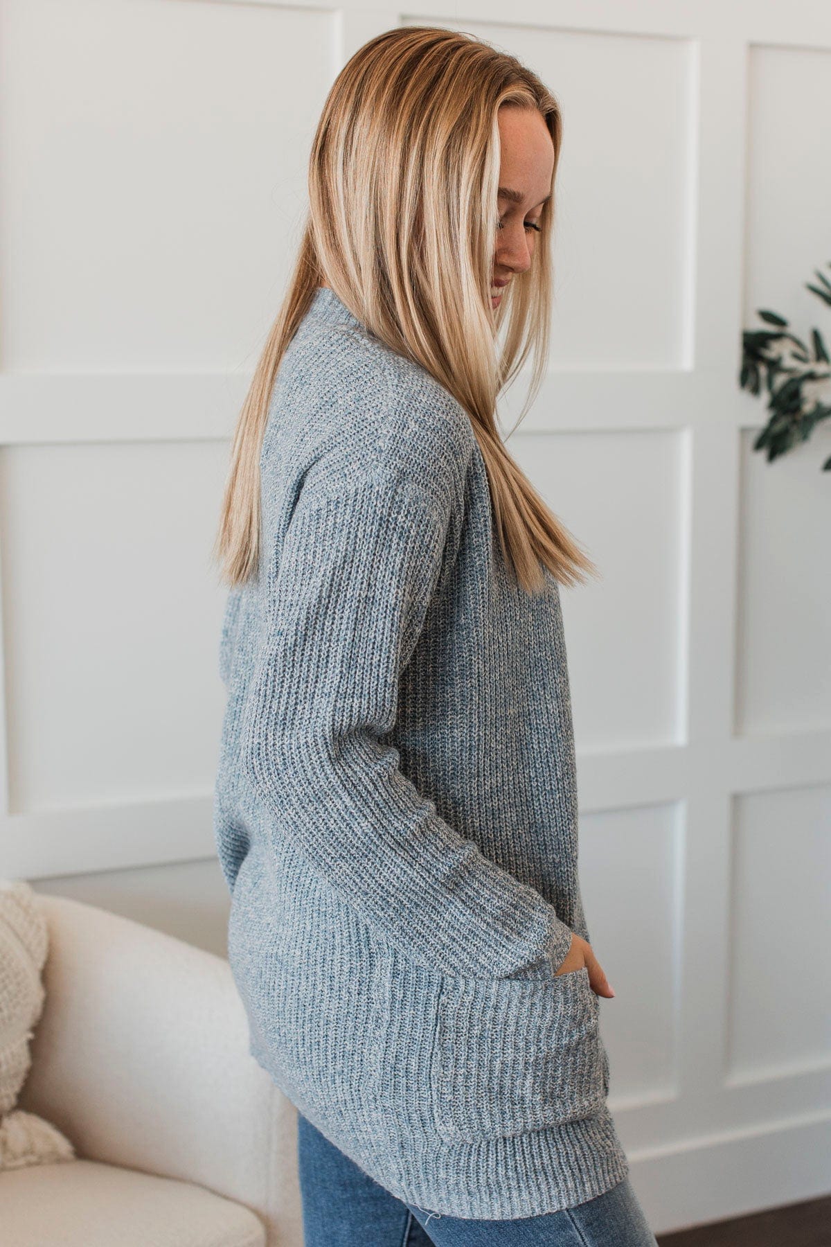 Take Me Places Knit Cardigan- Blue - Image 6