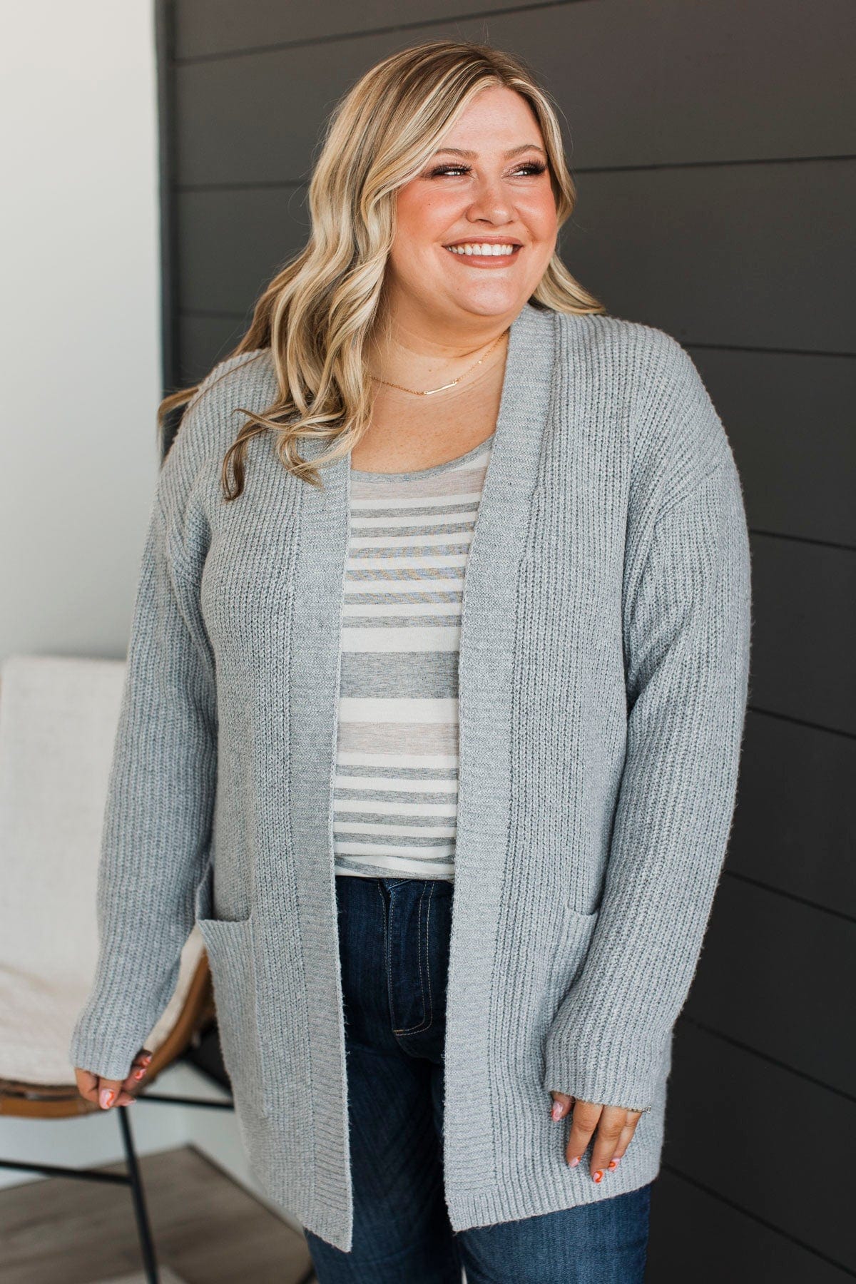 Take Me Places Knit Cardigan- Heather Grey - Image 2