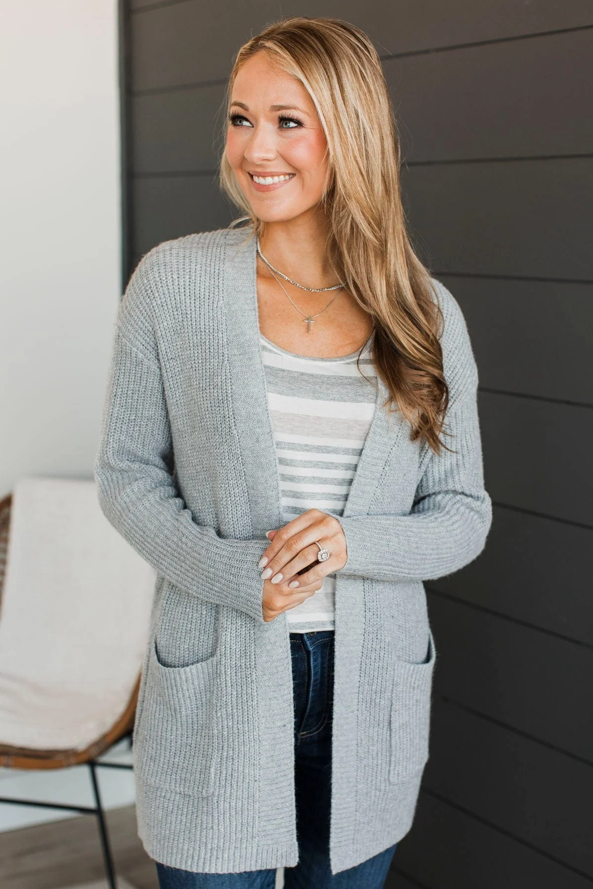 Take Me Places Knit Cardigan- Heather Grey - Image 3