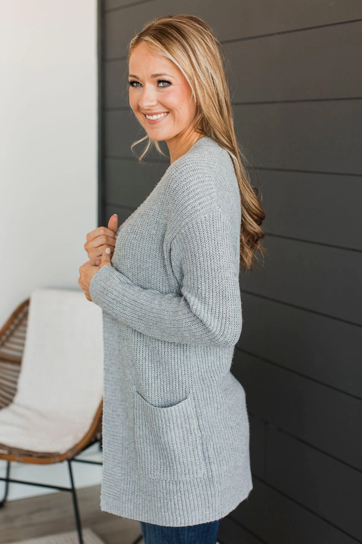 Take Me Places Knit Cardigan- Heather Grey - Image 5
