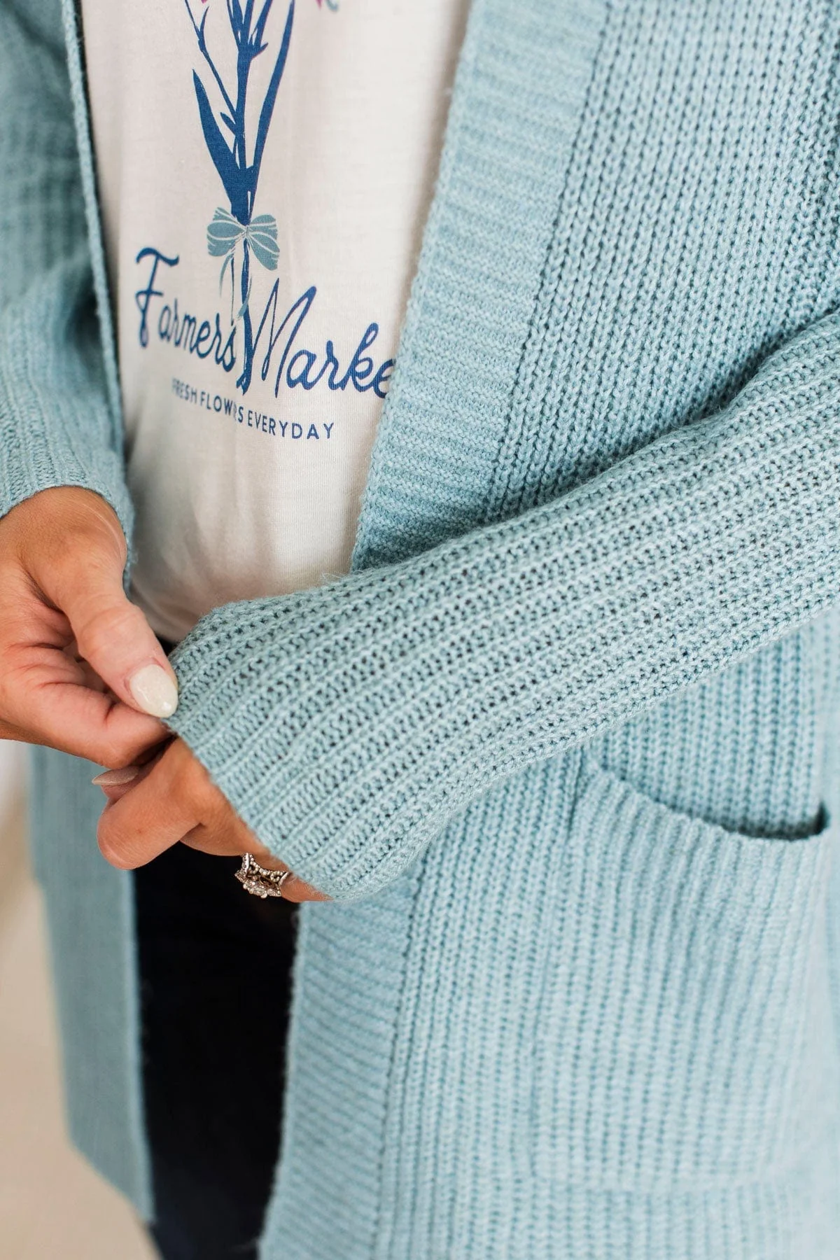 Take Me Places Knit Cardigan- Light Teal - Image 5