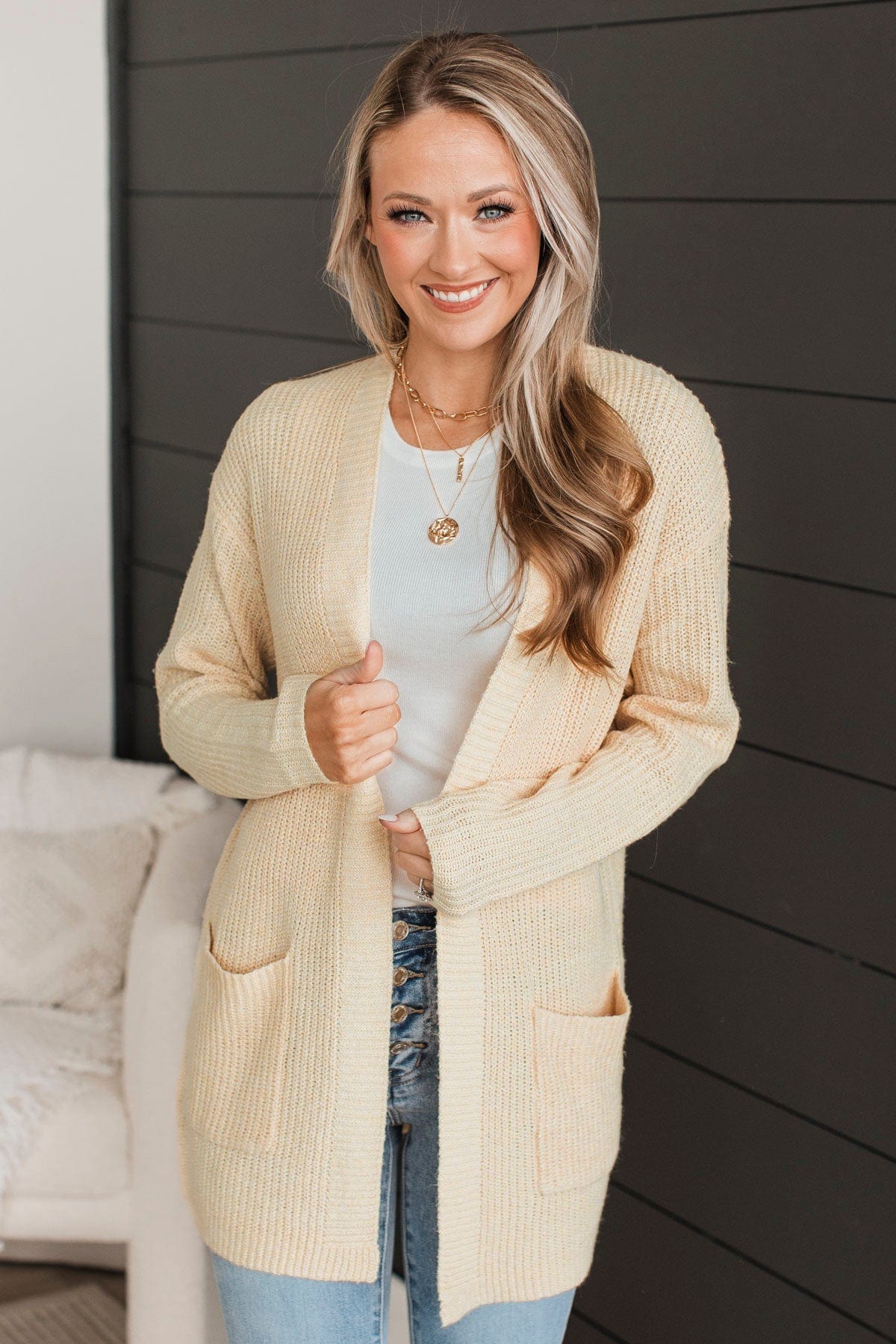 Take Me Places Knit Cardigan- Light Yellow - Image 4