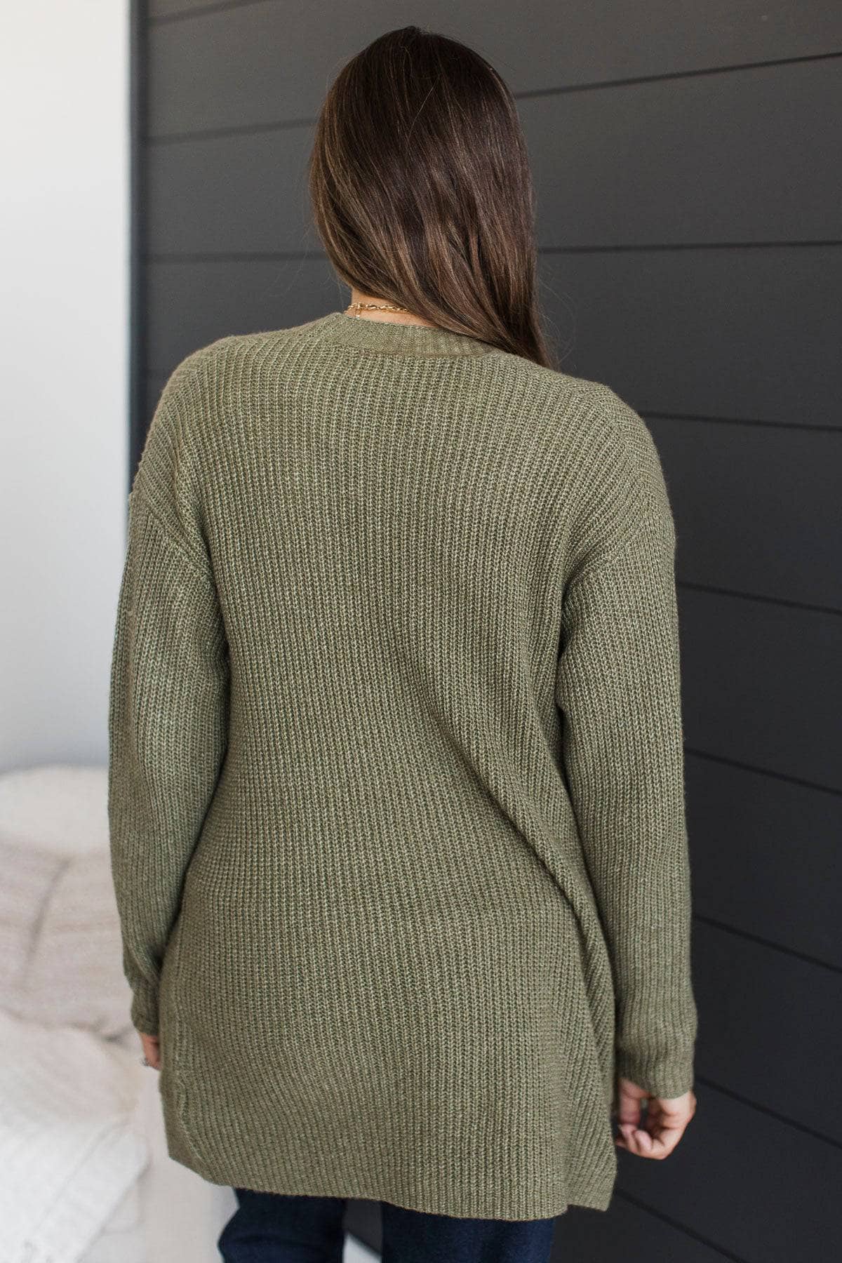 Take Me Places Knit Cardigan- Olive - Image 4