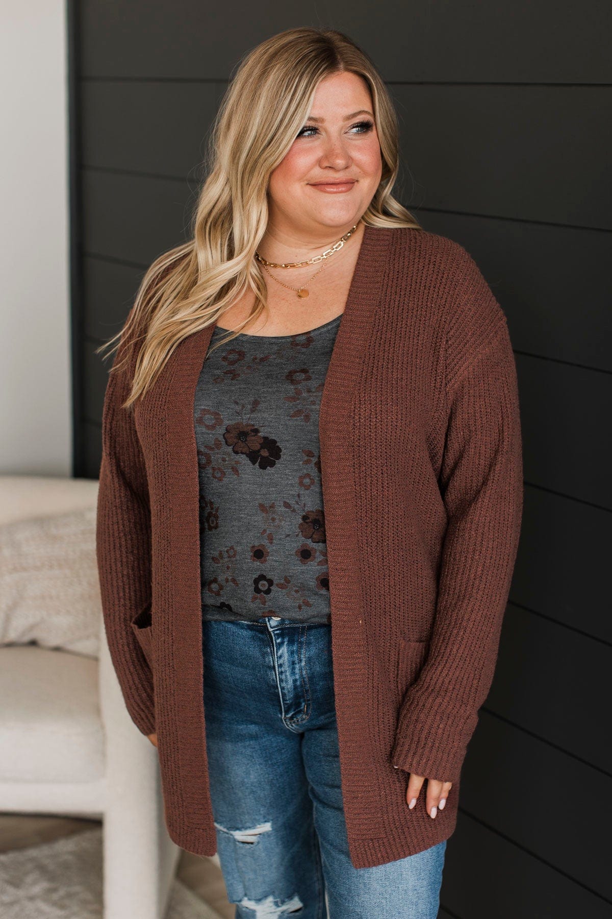 Take Me Places Knit Cardigan- Red Bean - Image 4