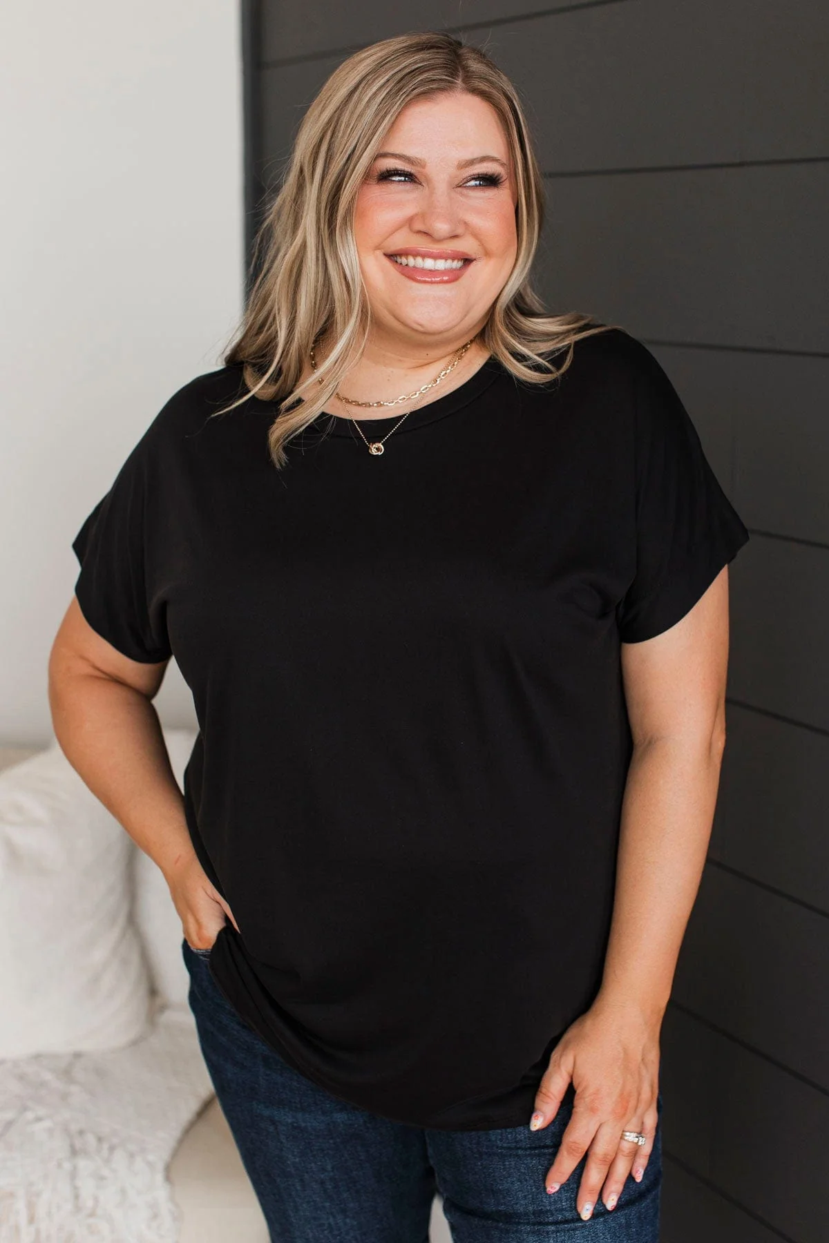 Take Me Shopping Short Sleeve Top- Black