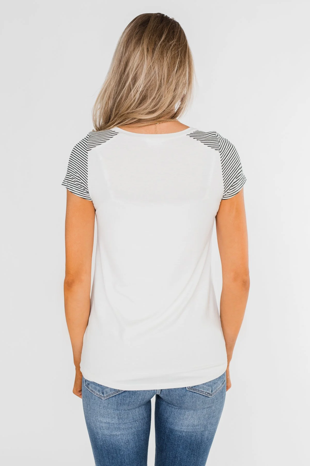 Take Me There Striped Sleeve Pocket Top- Magenta - Image 12