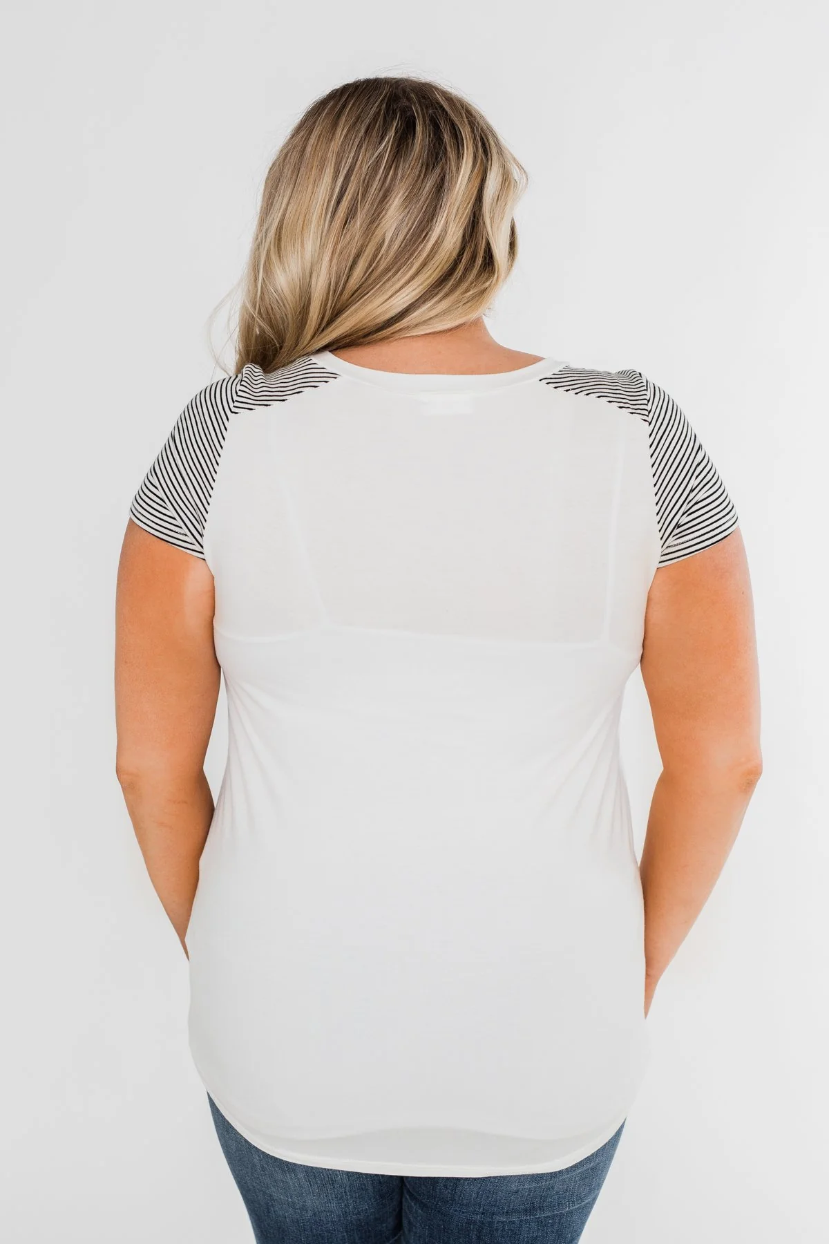 Take Me There Striped Sleeve Pocket Top- Magenta - Image 13