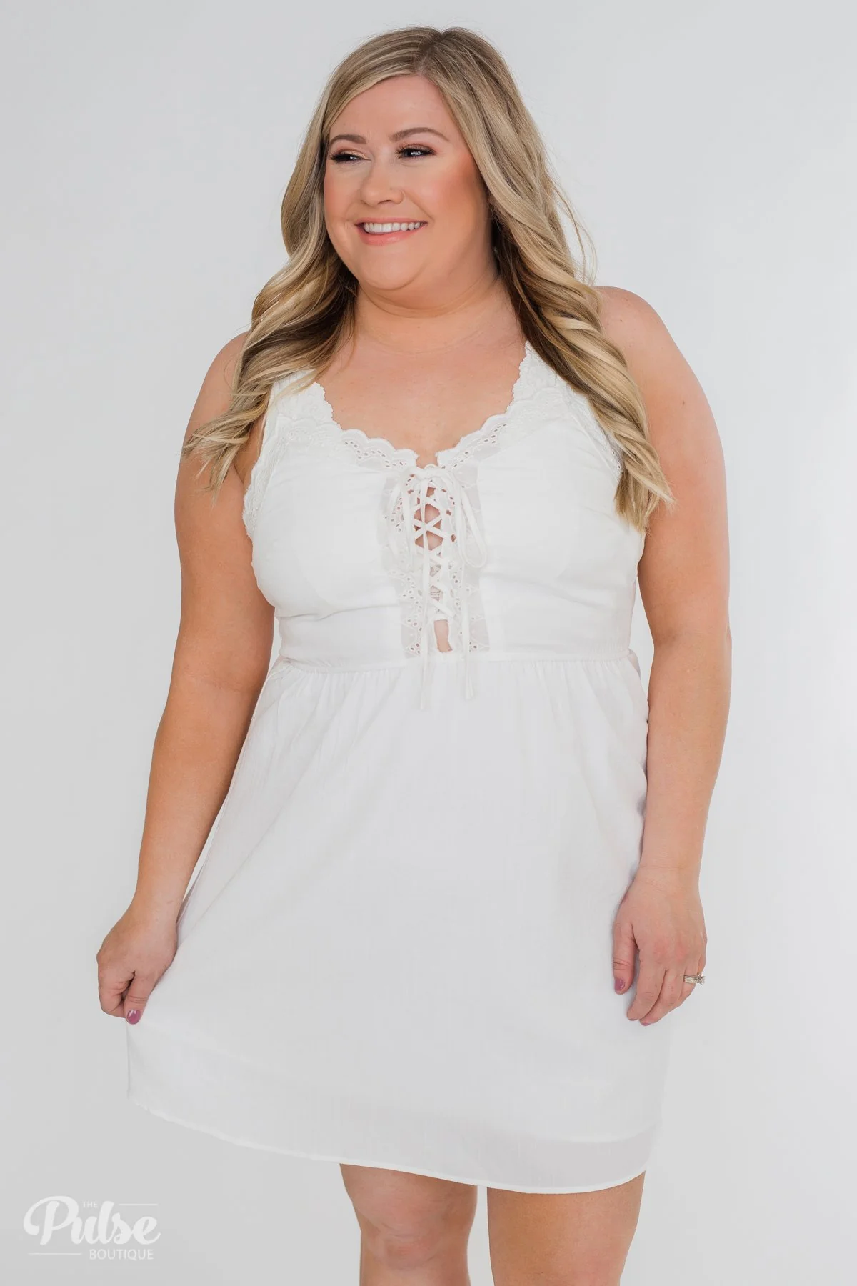 Take Me To Summer Lace Up Dress- Ivory - Image 3