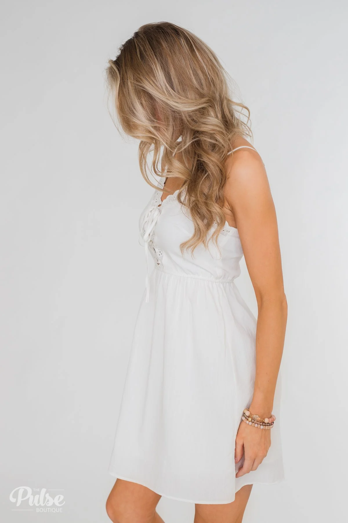 Take Me To Summer Lace Up Dress- Ivory - Image 9