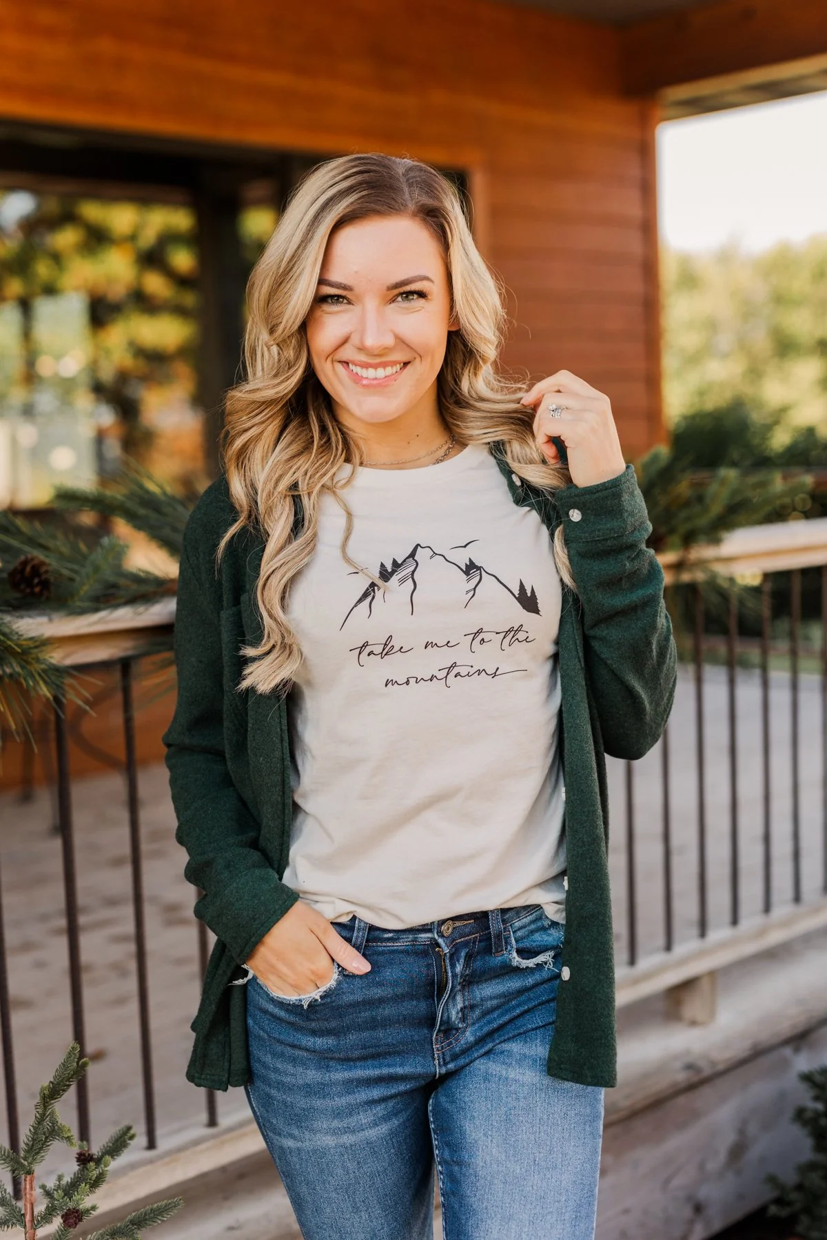 "Take Me To The Mountains" Graphic Tee- Cream - Image 4