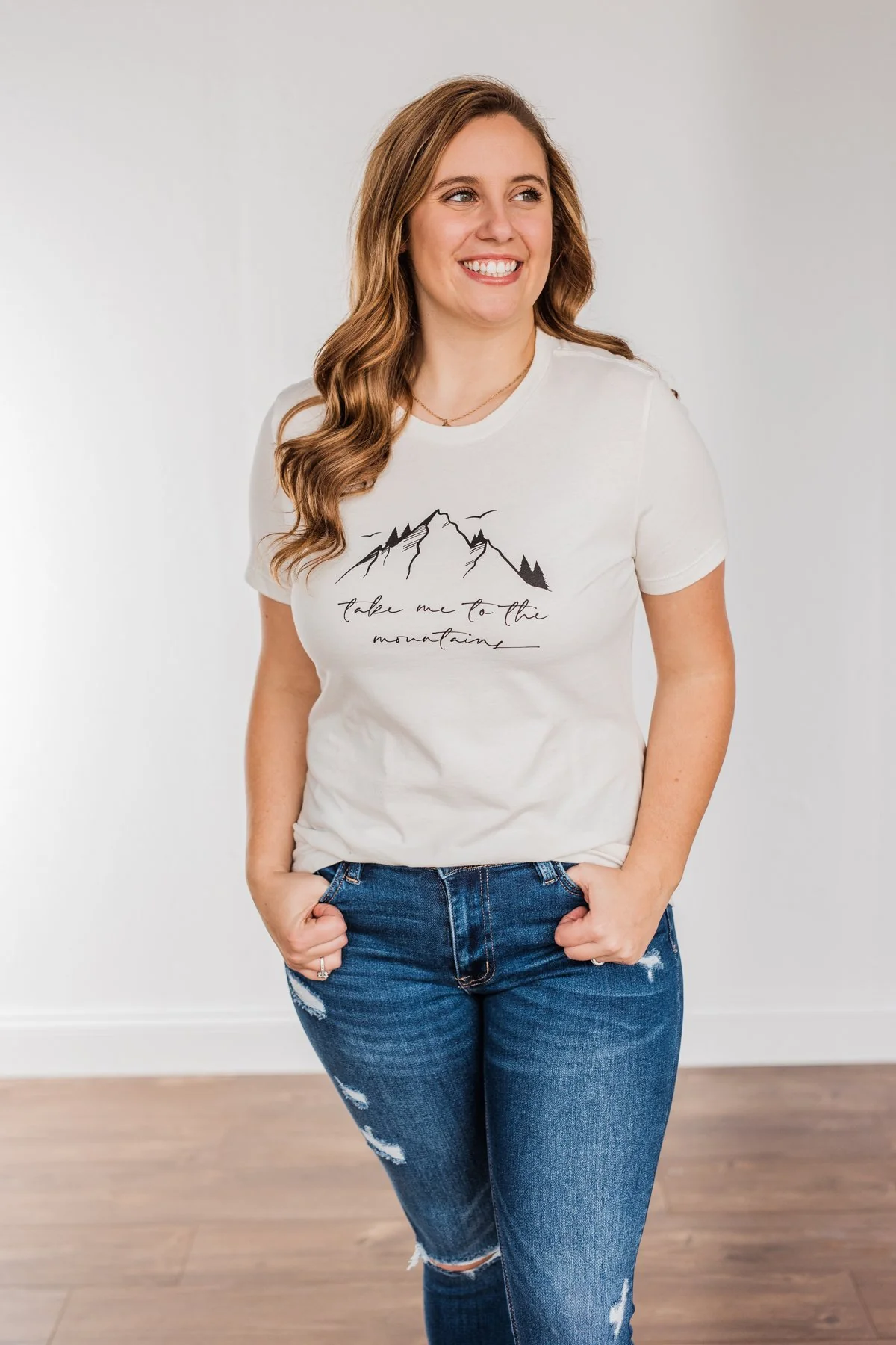 "Take Me To The Mountains" Graphic Tee- Cream - Image 5