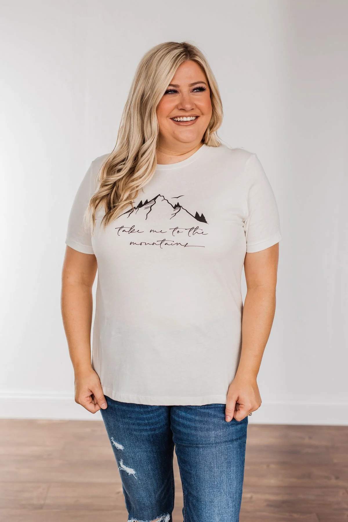 "Take Me To The Mountains" Graphic Tee- Cream - Image 6