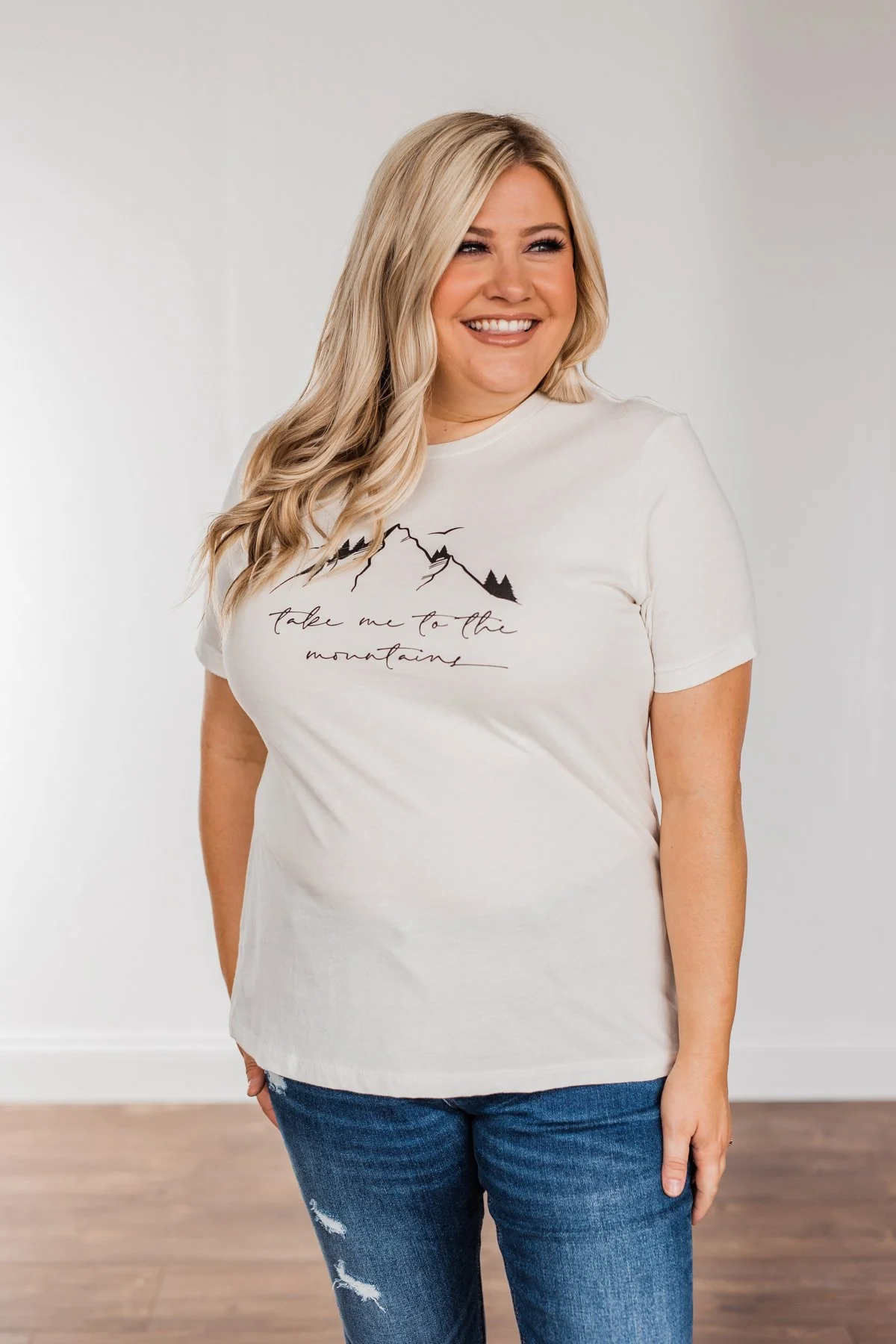 "Take Me To The Mountains" Graphic Tee- Cream - Image 9