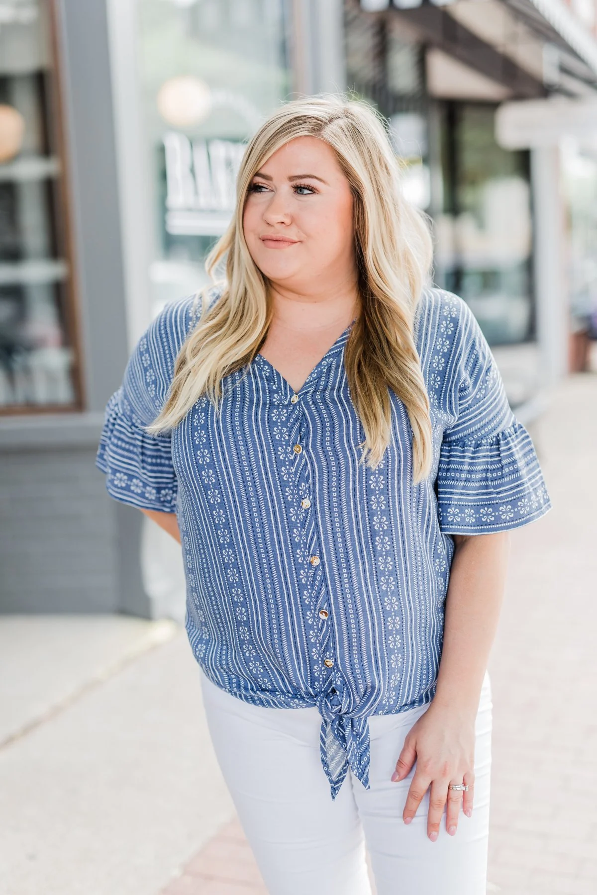 Take Me To The Tropics Front Tie Top- Blue - Image 12