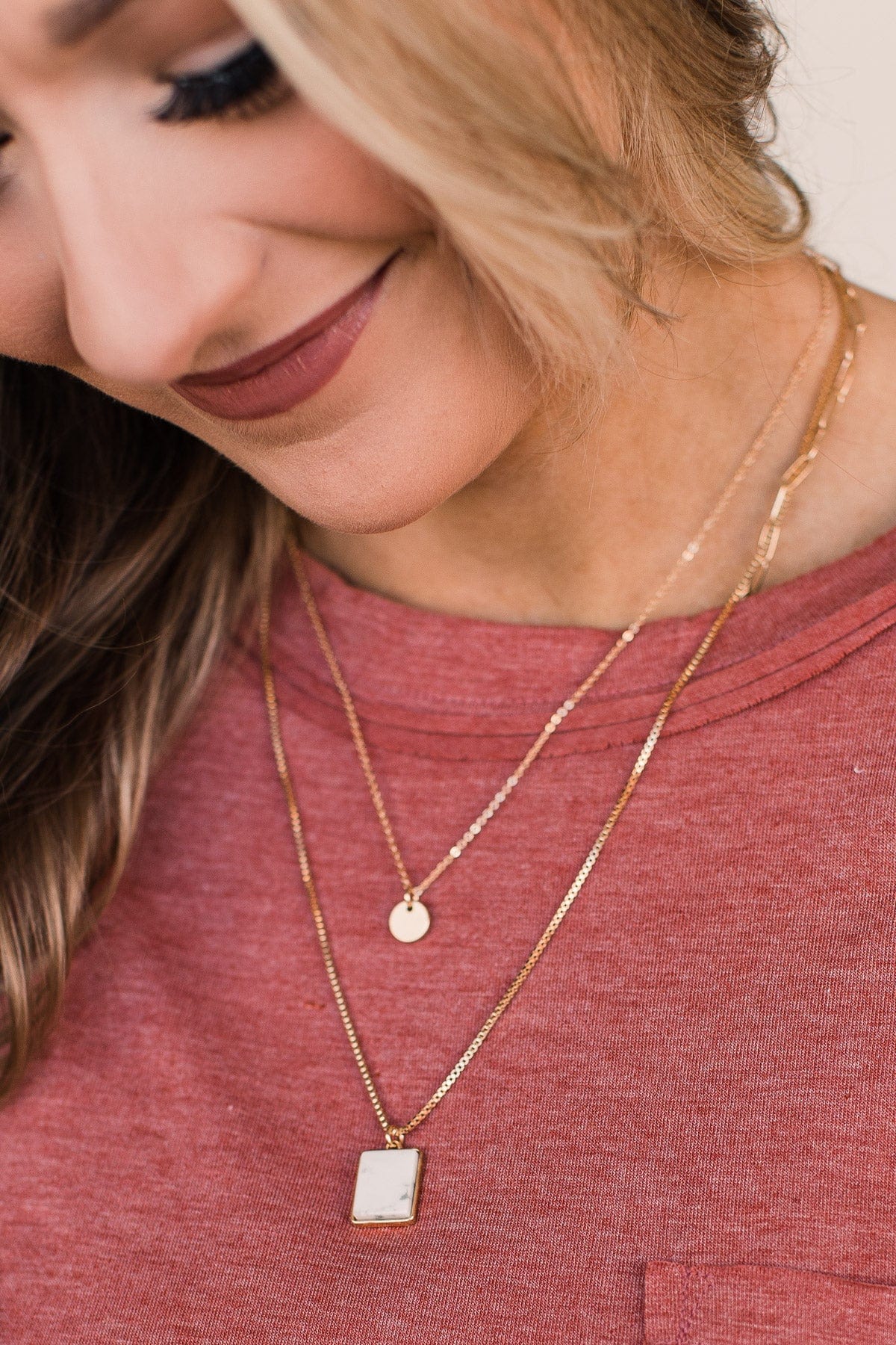 Take Notice 3-Tier Necklace & Earring Set- Gold - Image 3