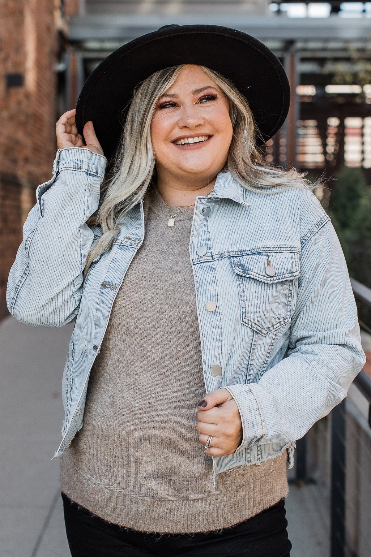 Take The Hint Corduroy Jacket- Light Denim - Image 2