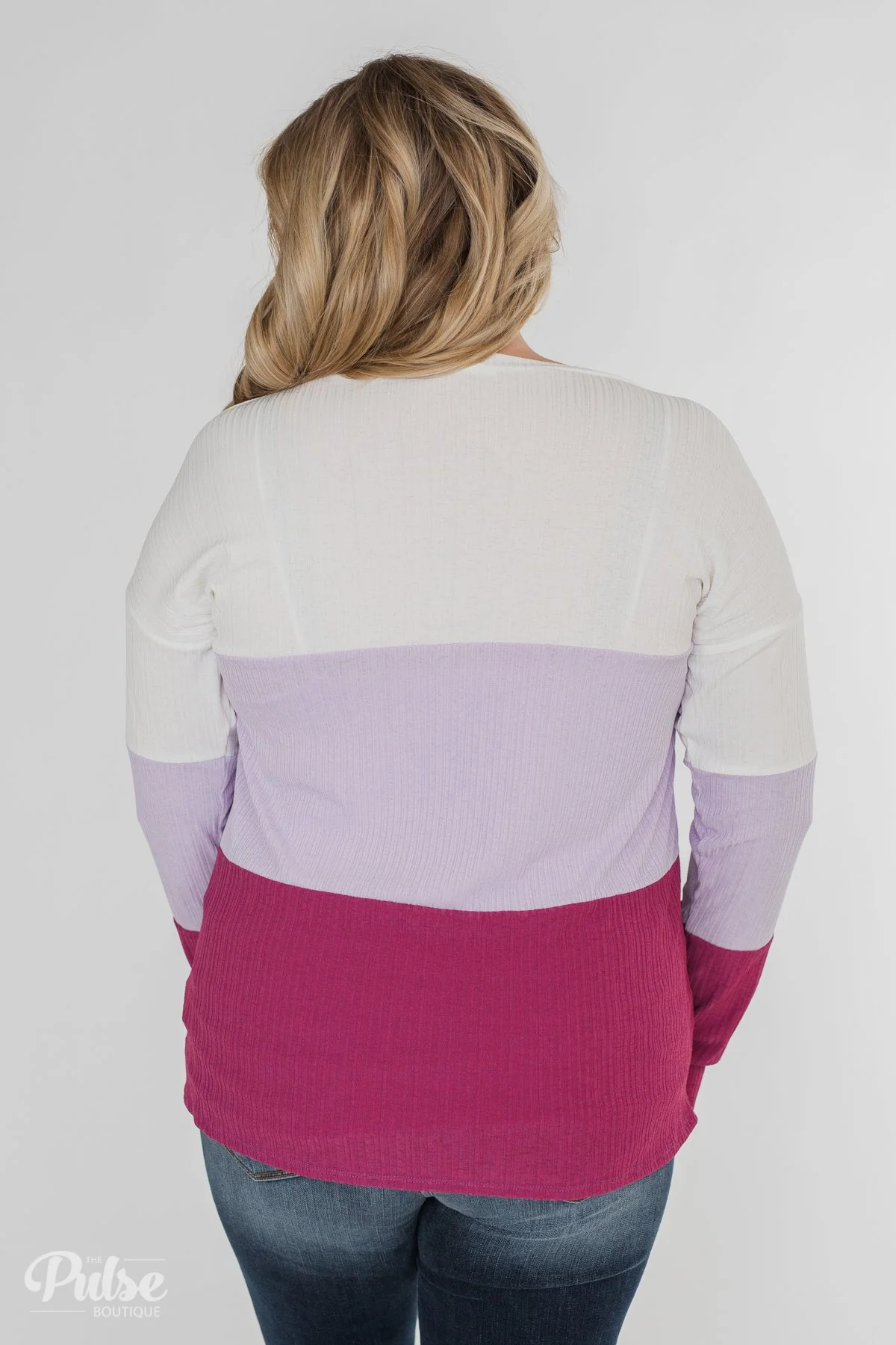 Take The Next Step Long Sleeve Color Block Top- Purple - Image 10