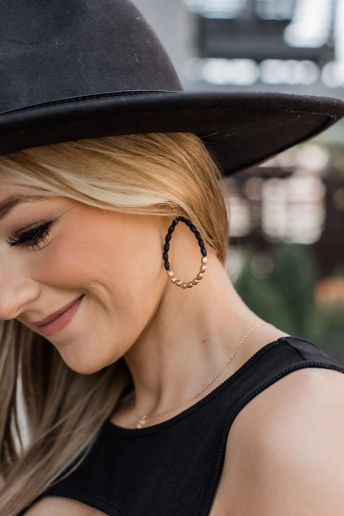 Take Your Pick Teardrop Earrings- Black & Gold - Image 2