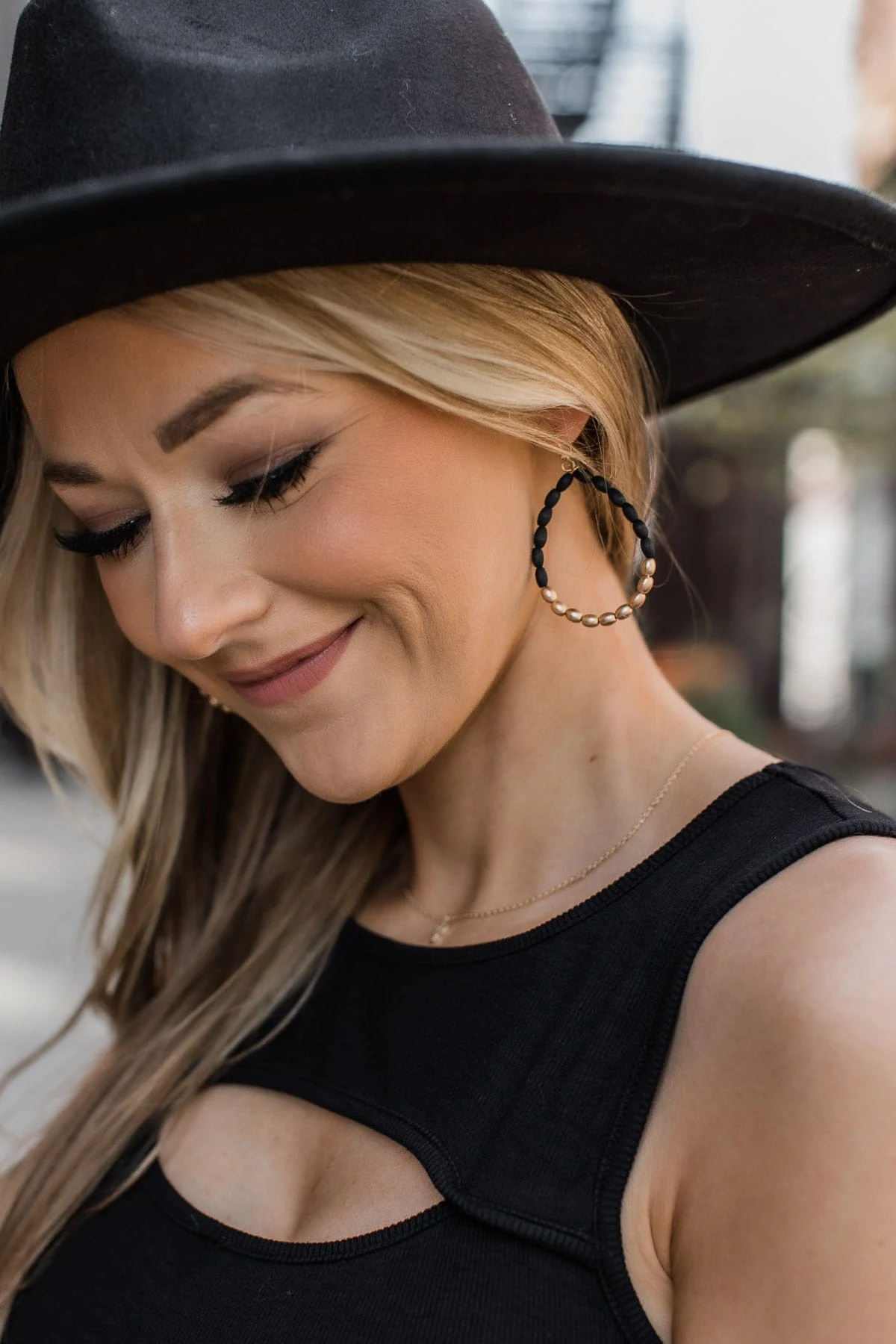 Take Your Pick Teardrop Earrings- Black & Gold - Image 3