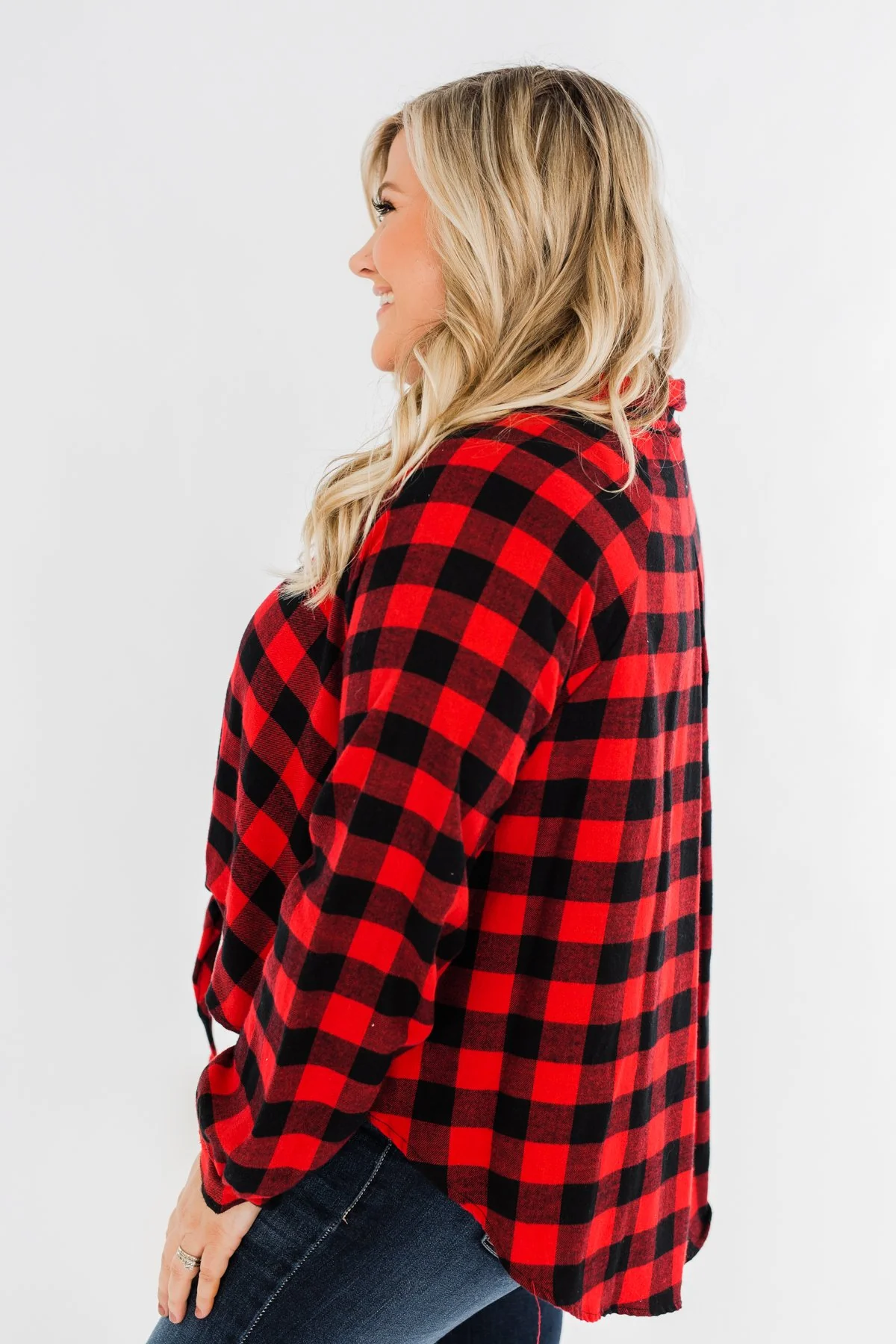 Takes Me Back Front Tie Plaid Top- Buffalo Plaid - Image 9