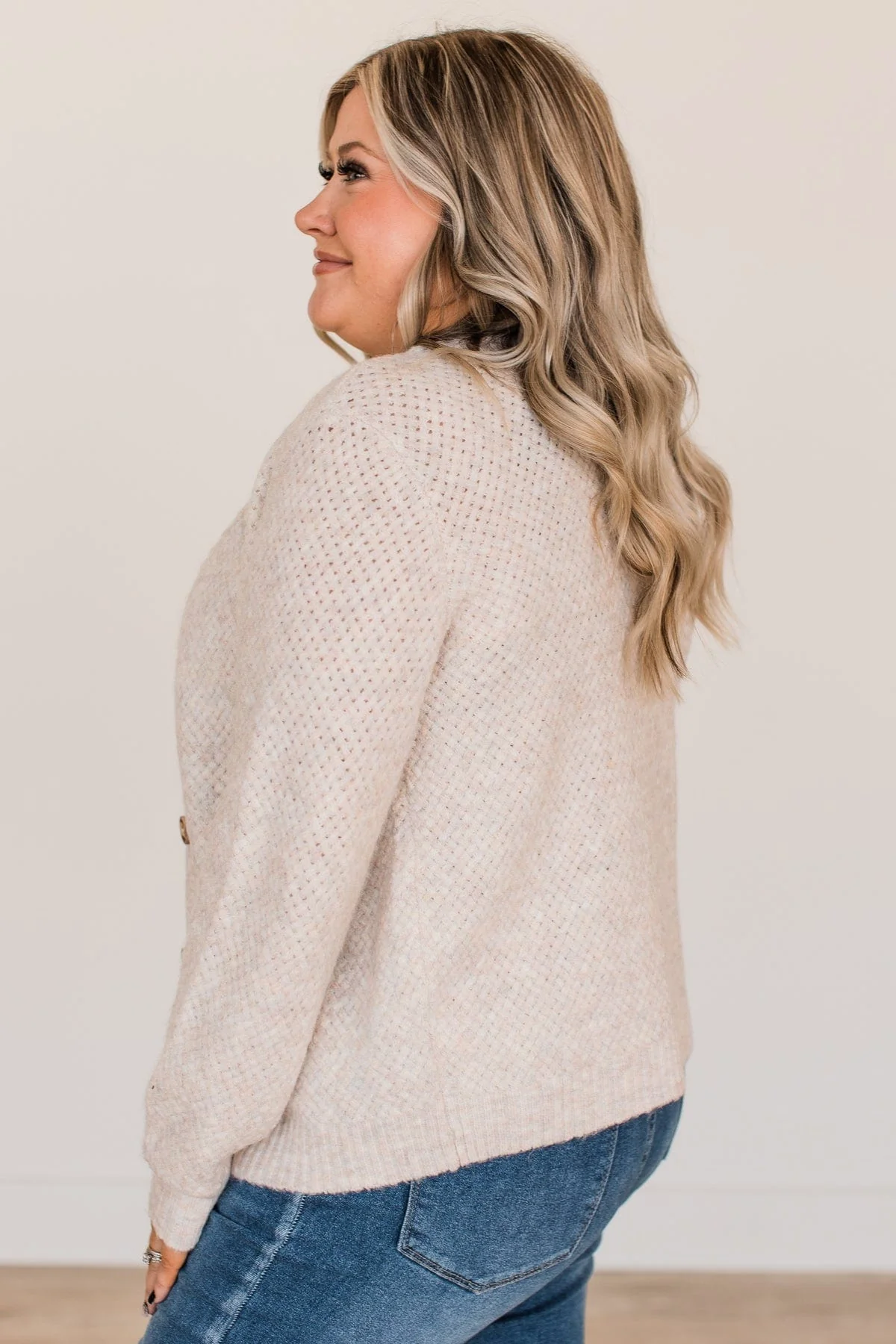 Taking It All In Button Cardigan- Oatmeal - Image 8
