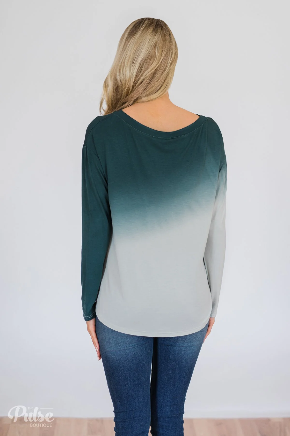 Taking it Easy Ombre Long Sleeve Top- Blue - Image 10