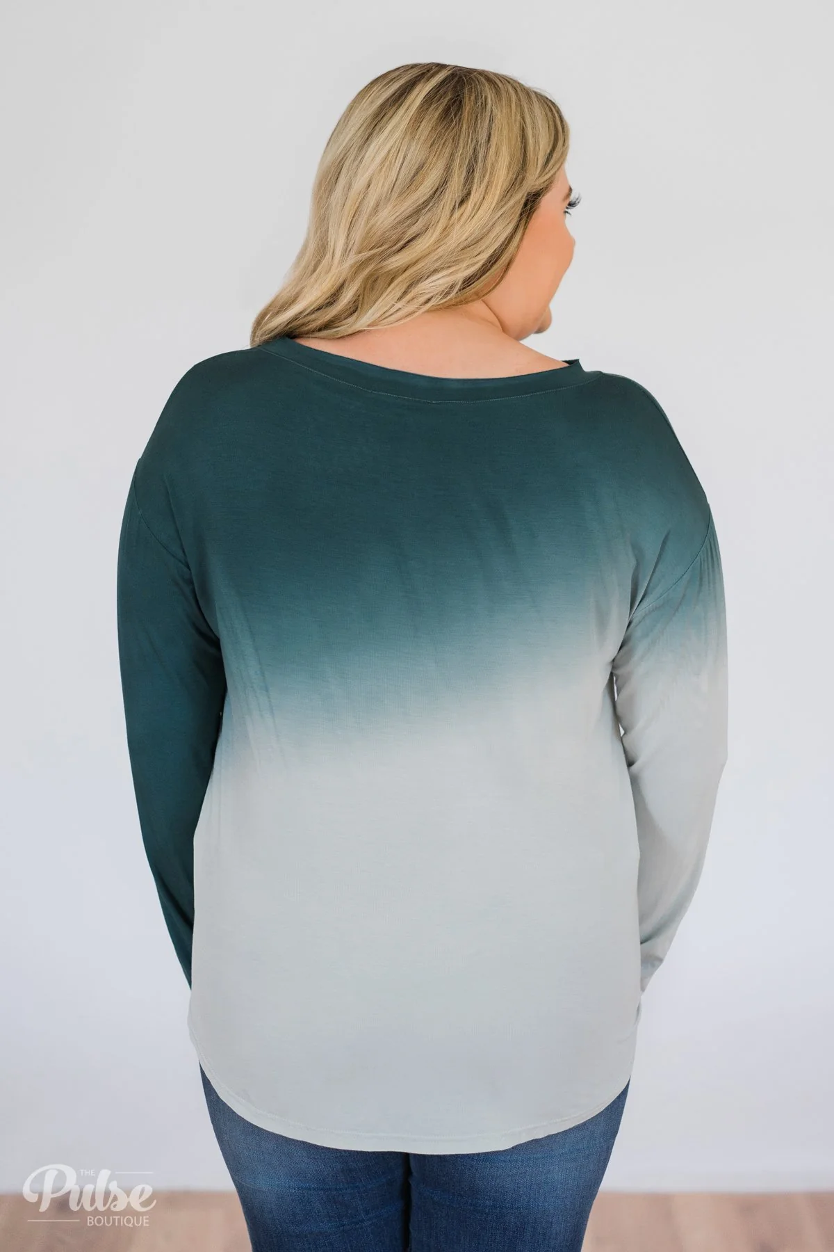Taking it Easy Ombre Long Sleeve Top- Blue - Image 8