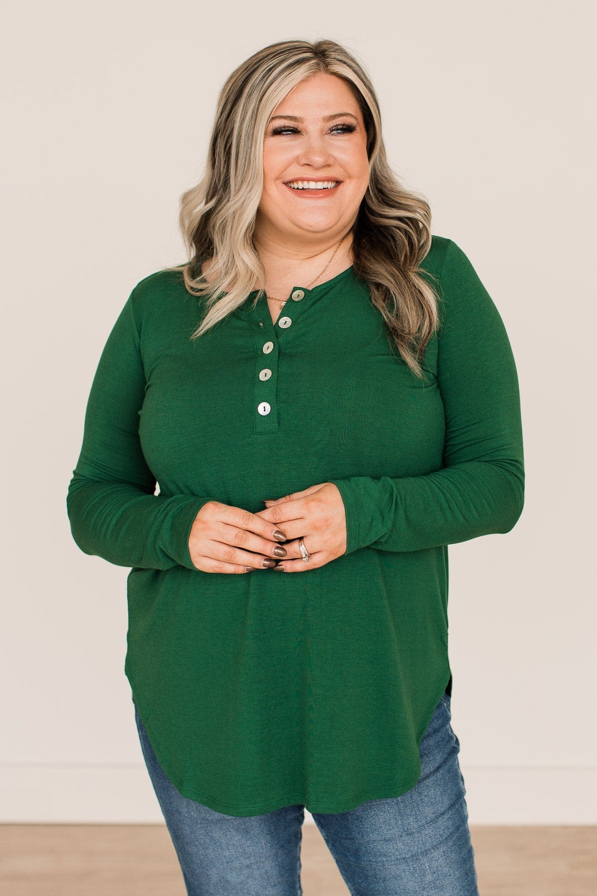 Taking It Slow Button Top- Dark Green - Image 2