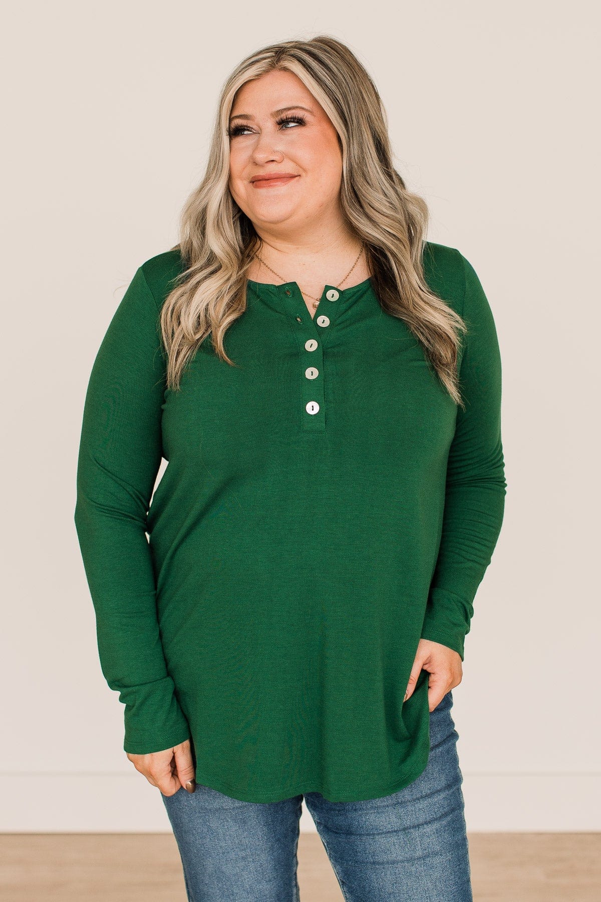 Taking It Slow Button Top- Dark Green - Image 5