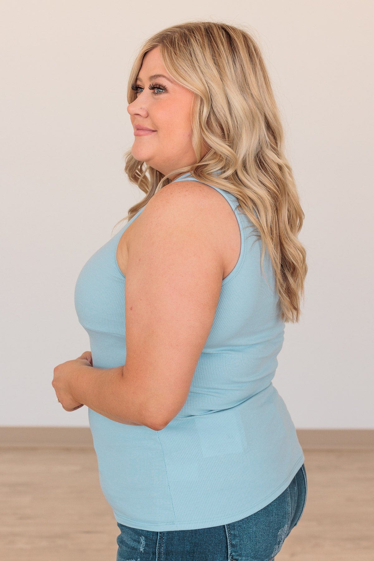 Taking Names V-Neck Tank- Light Blue - Image 5