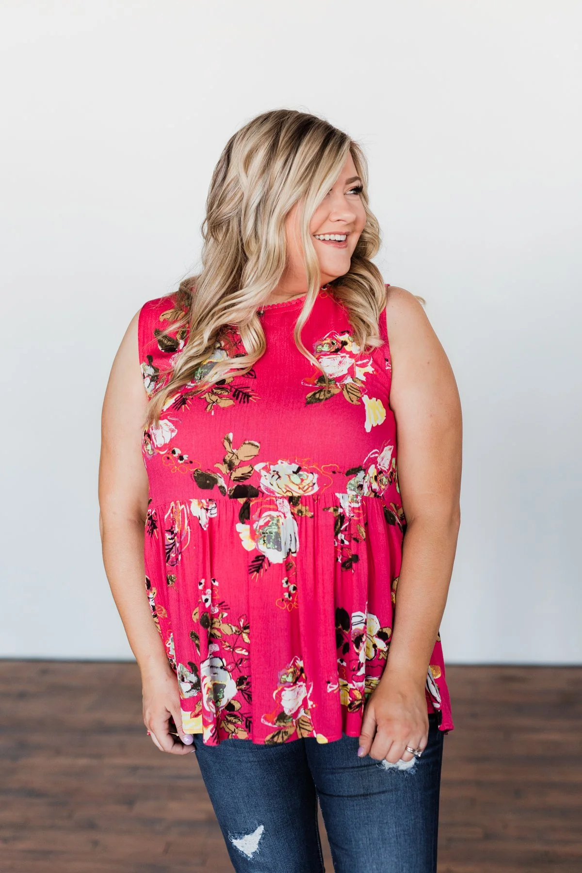 Tale Of Time Floral Babydoll Tank Top- Coral - Image 5