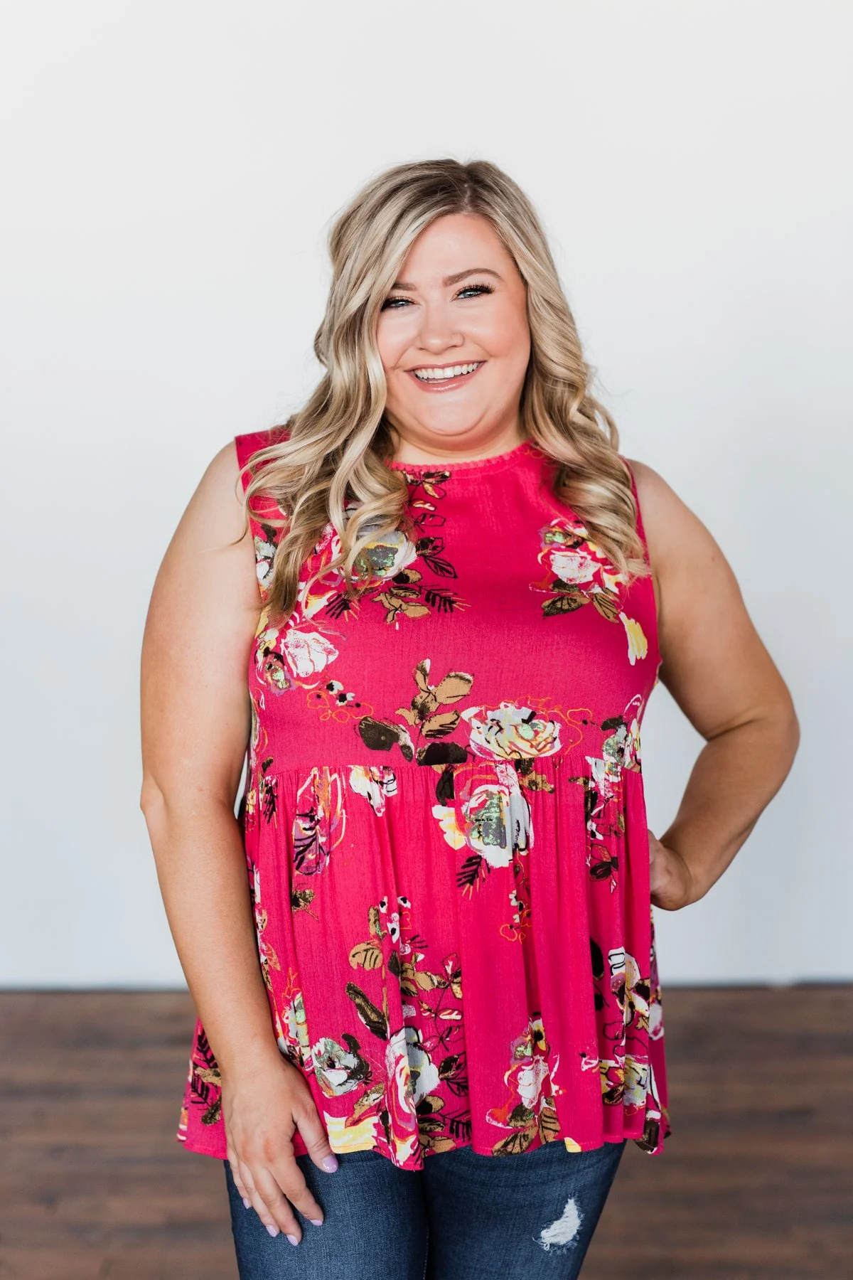 Tale Of Time Floral Babydoll Tank Top- Coral - Image 6