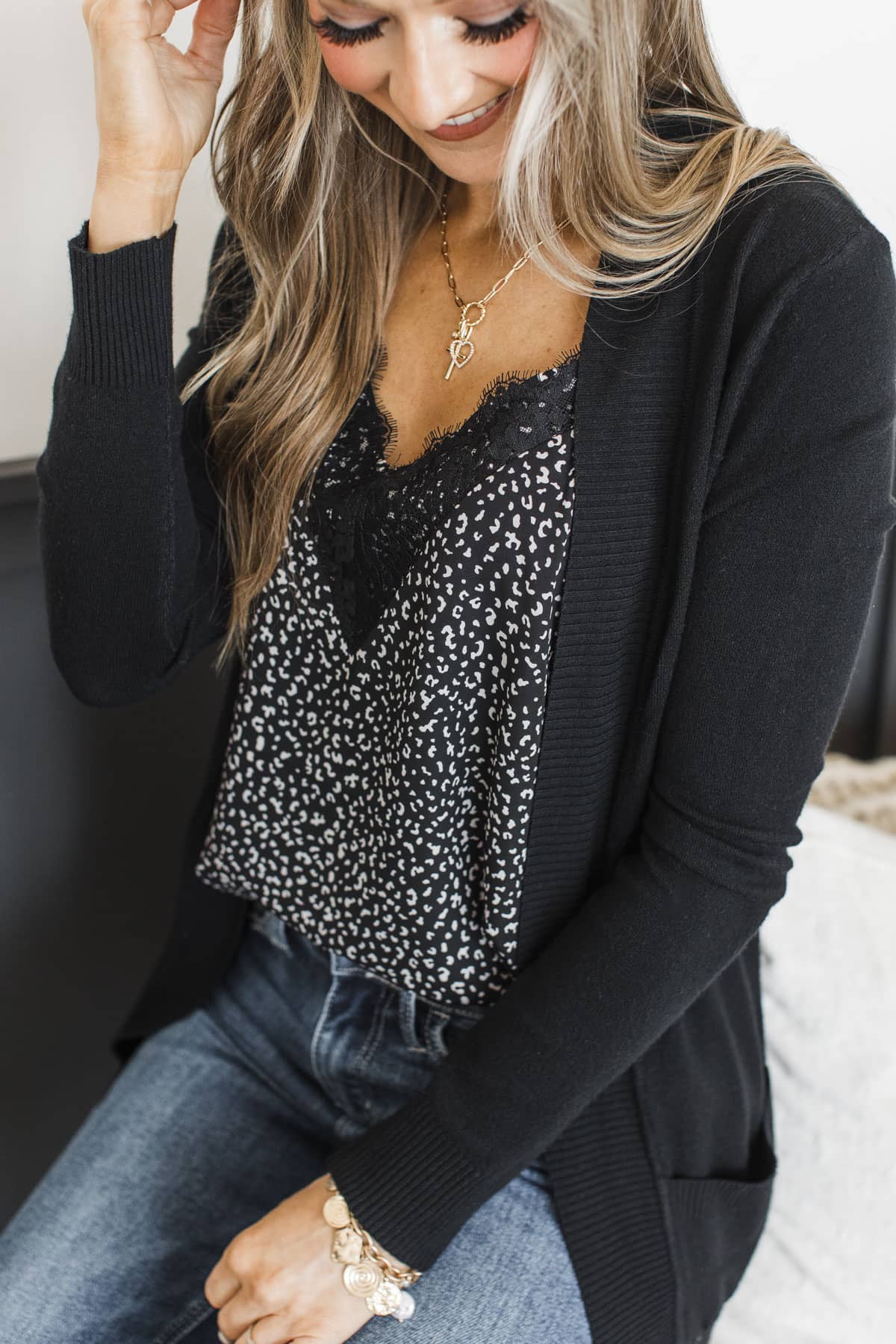 Talk It Out Leopard Lace Shift Tank- Black - Image 2