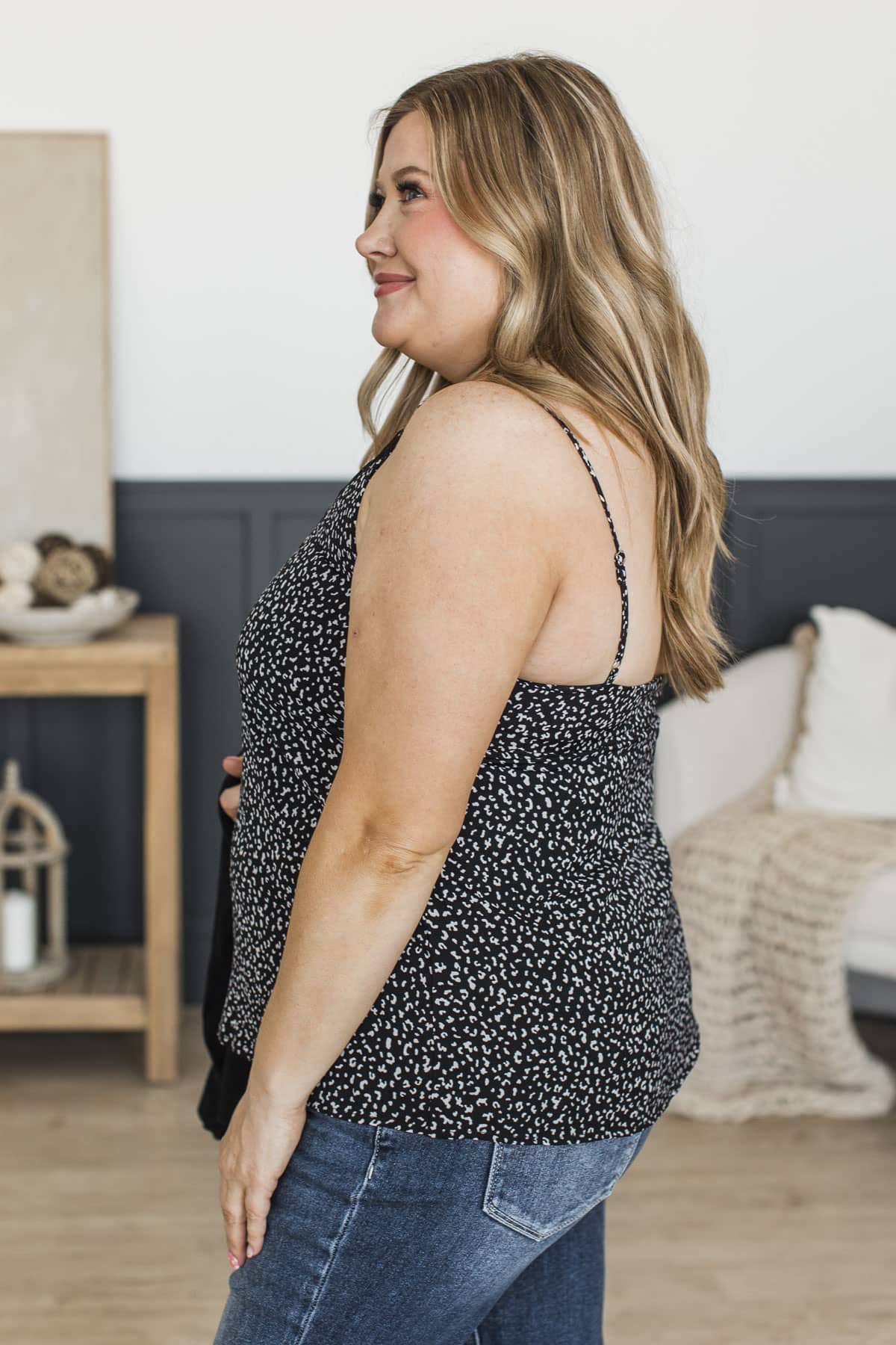 Talk It Out Leopard Lace Shift Tank- Black - Image 7
