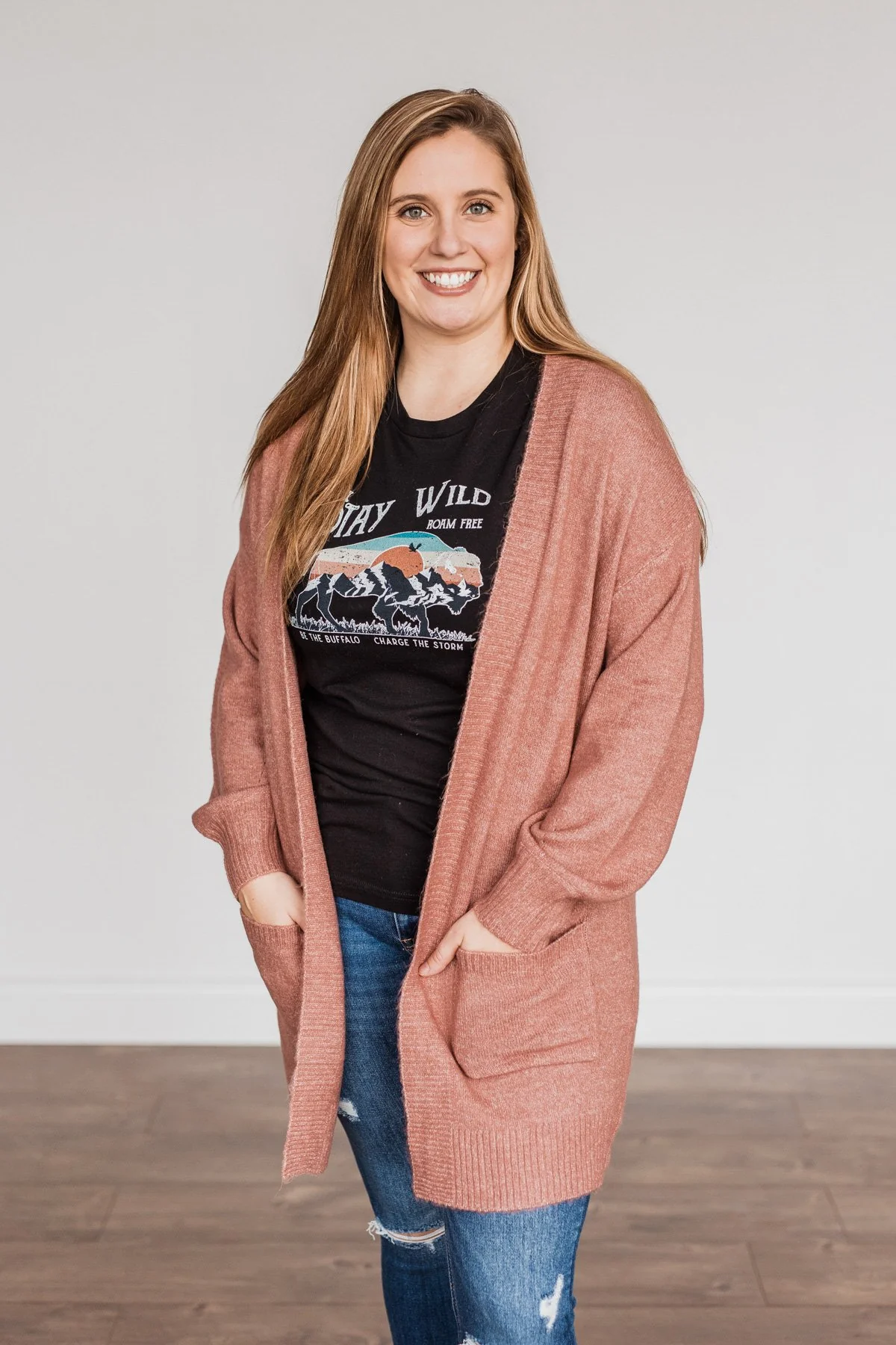 Talk Of The Town Long Knit Cardigan- Mauve - Image 6