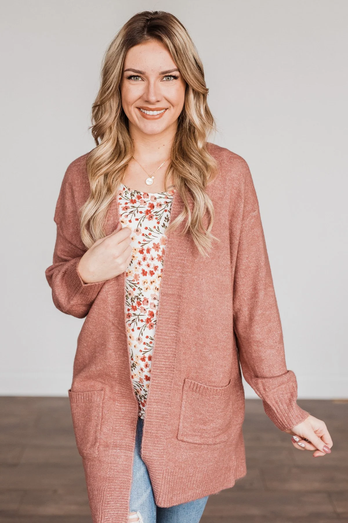 Talk Of The Town Long Knit Cardigan- Mauve - Image 8