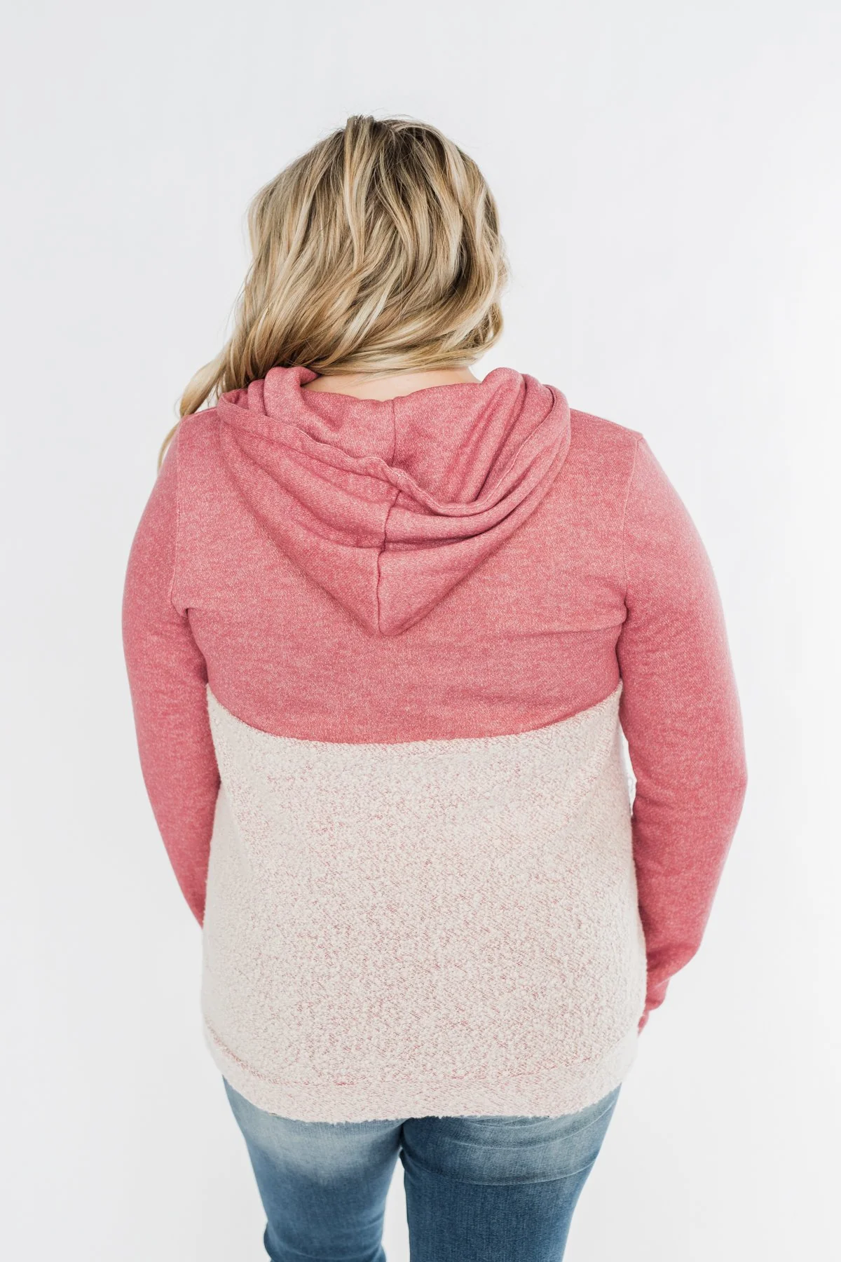 Talk To Me Quarter Zip Hoodie- Mauve Pink - Image 5
