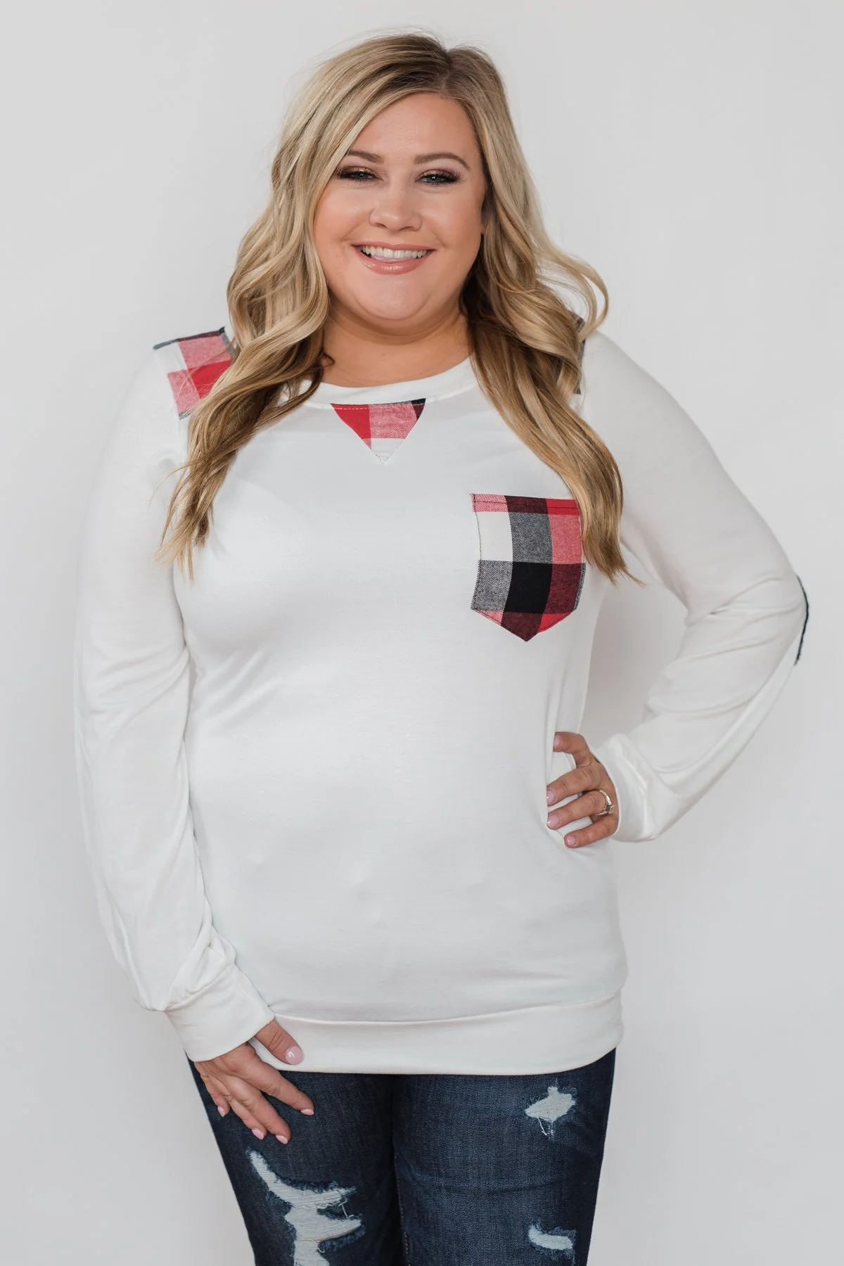 Tangled Up in Plaid Top- Ivory - Image 3