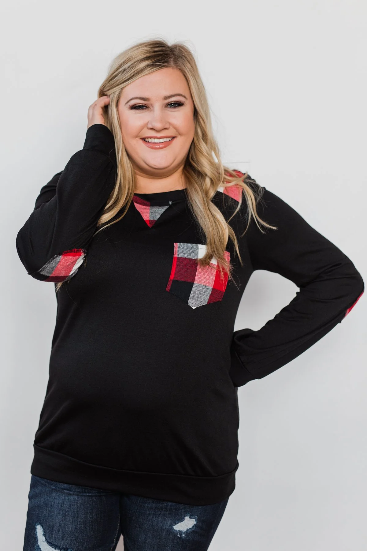 Tangled Up in Plaid Top- Black - Image 8