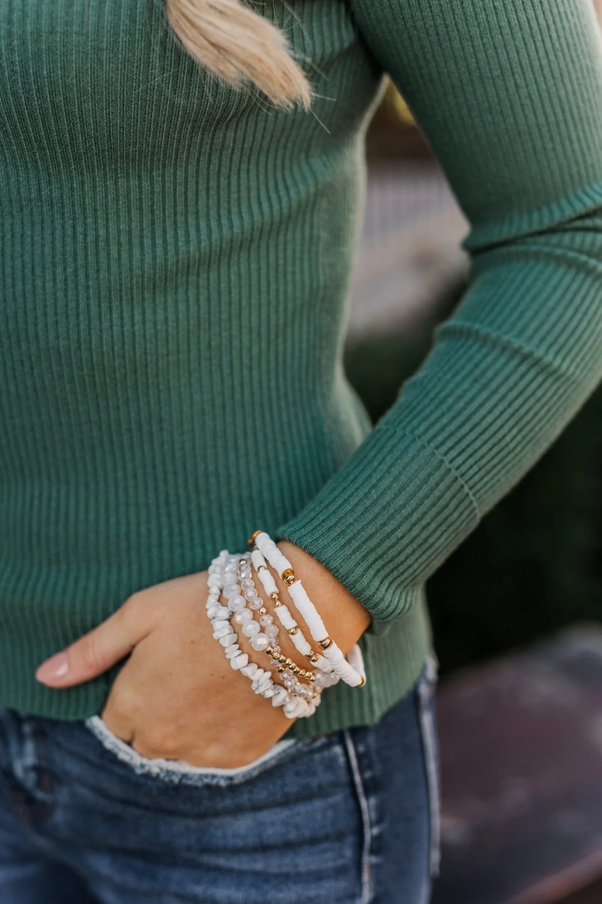 Tastefully Adorable Bracelet Set- White - Image 2