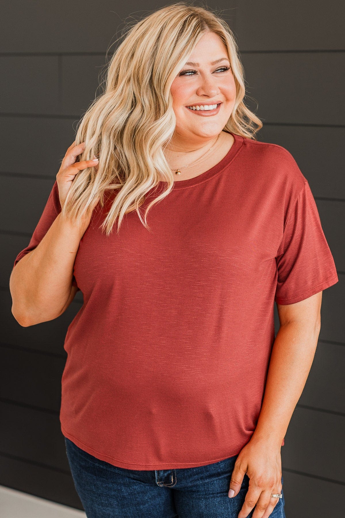 Tearing Down Boundaries Knit Top- Brick
